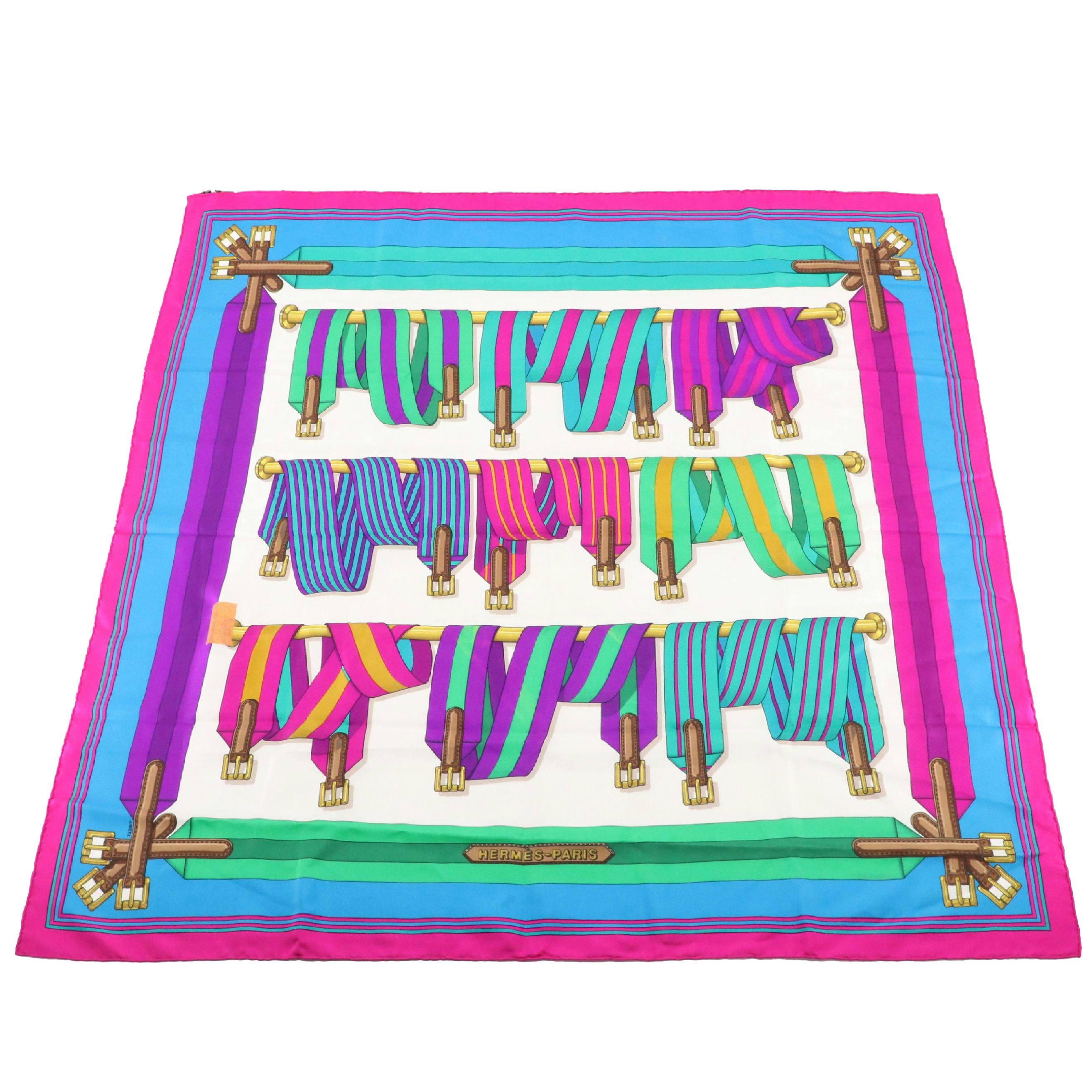 Hermès "Les Sangles" Scarf 90 in Silk Twill