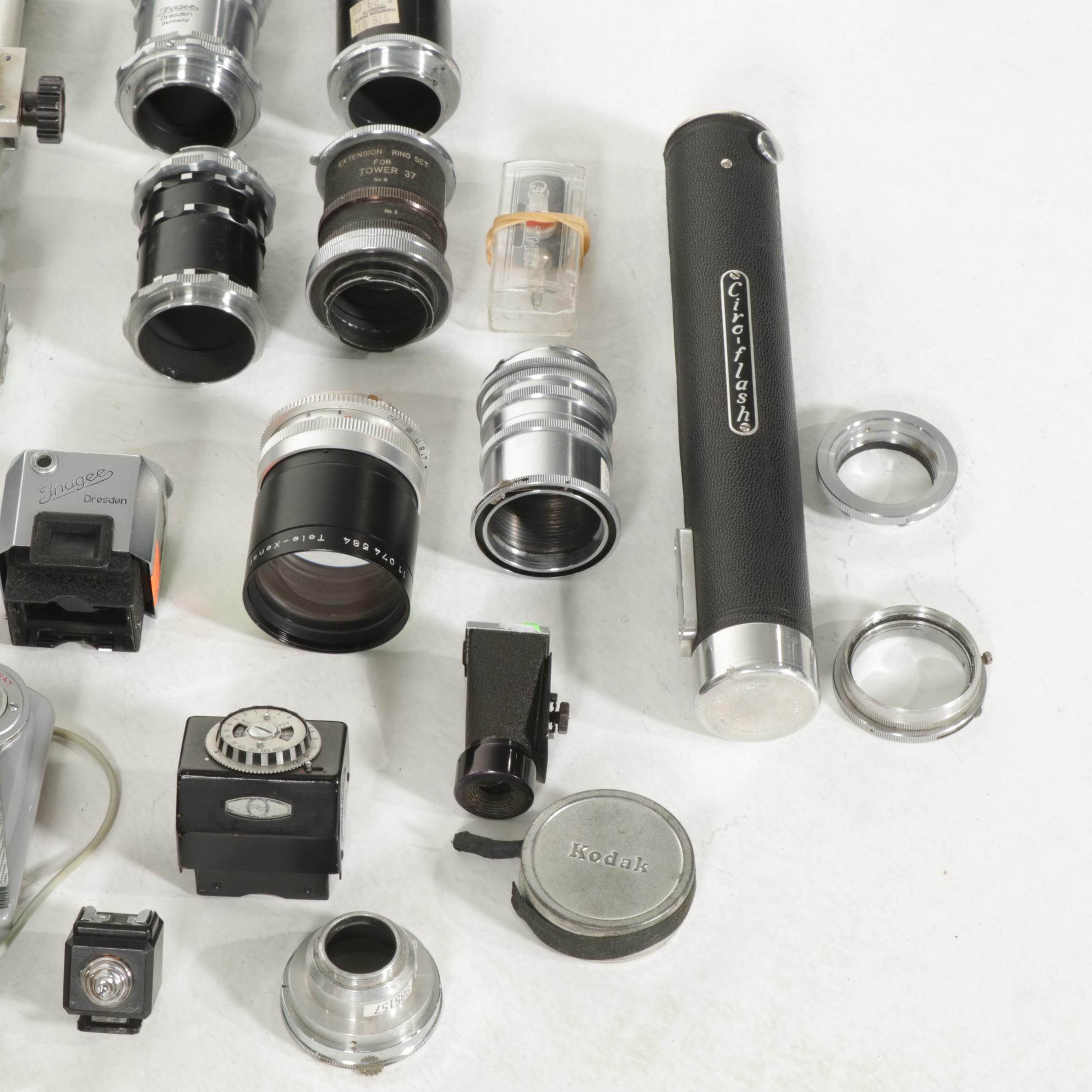 Vintage Photographic Slide Bellows with Other Lenses and Viewers