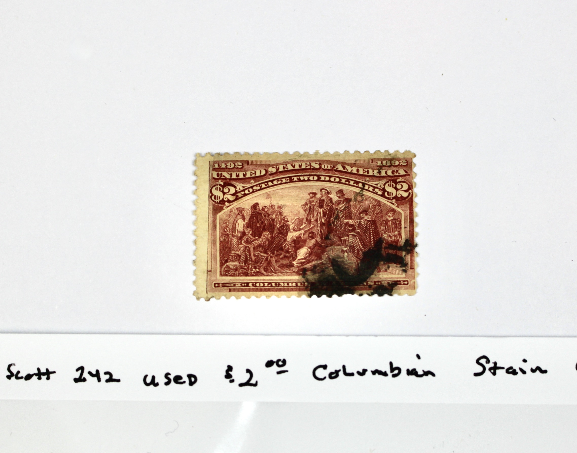 1893 Scott #242 $2 Columbian Exposition Postage Stamp