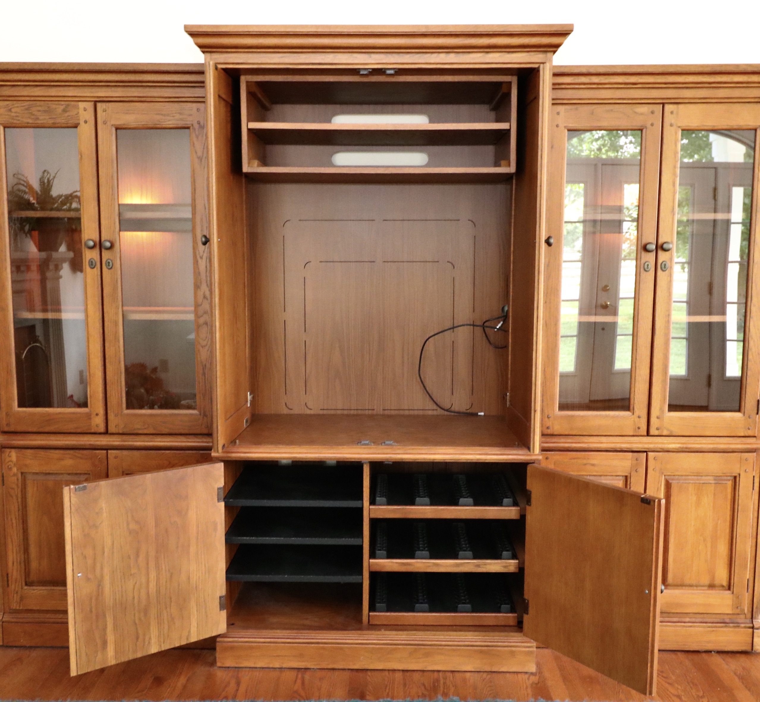 Hooker Five-Piece Illuminated Entertainment and Bookcase Center