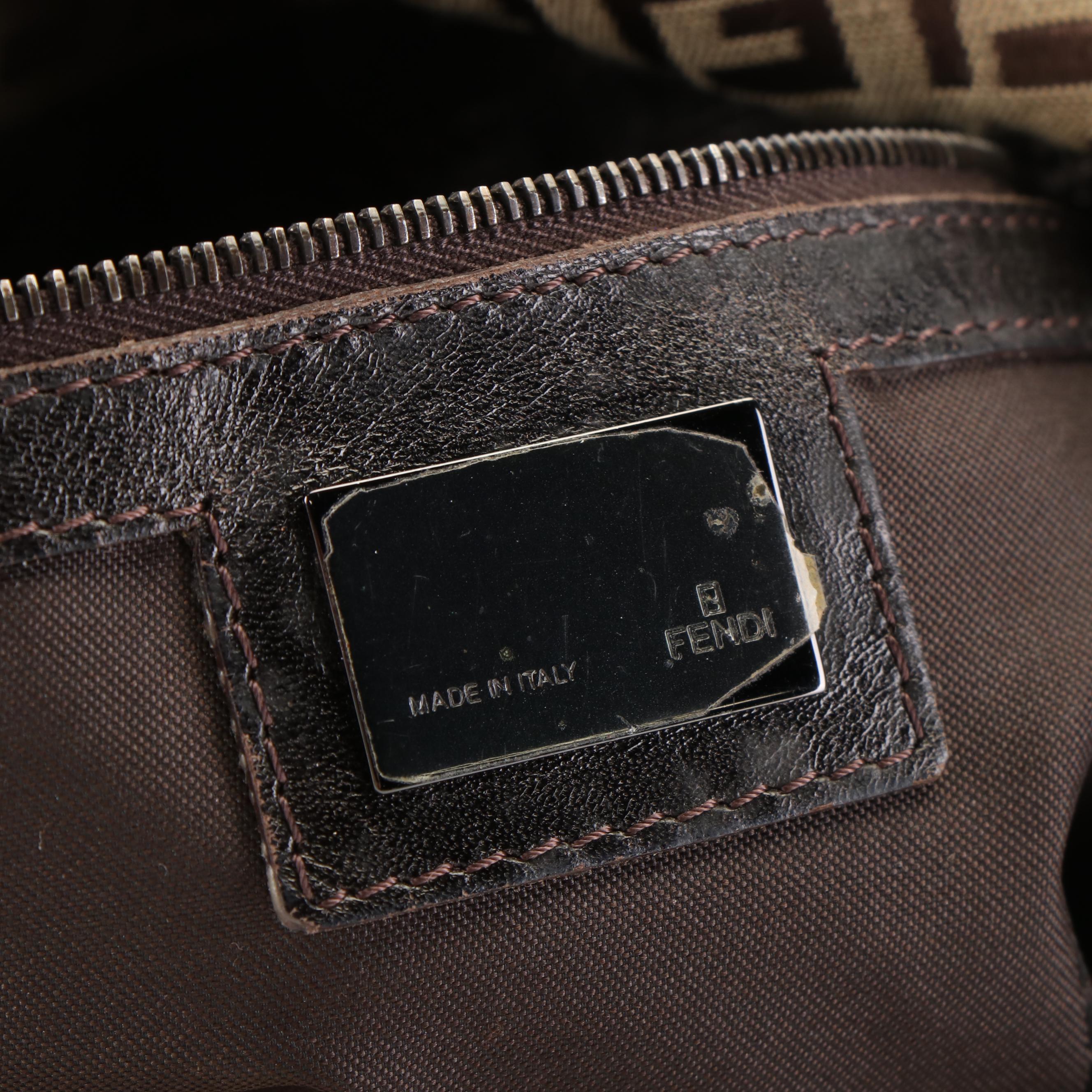 Fendi Zucchino Mama Baguette in Leather Trimmed Canvas