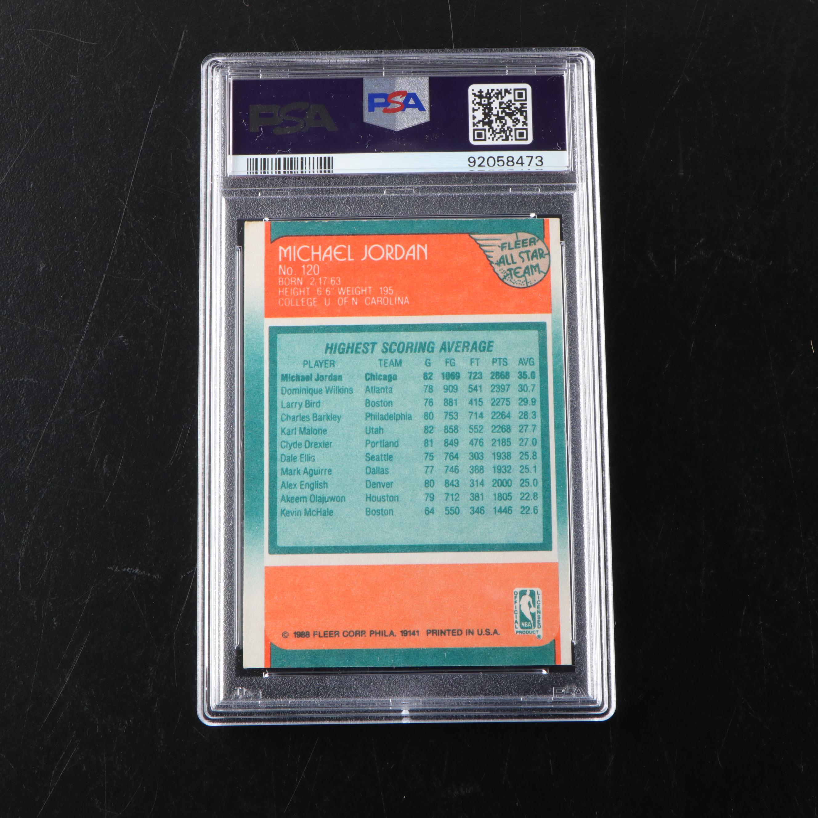 1988 Fleer Michael Jordan All-Star Basketball Card #120 Graded PSA 7 Near-Mint
