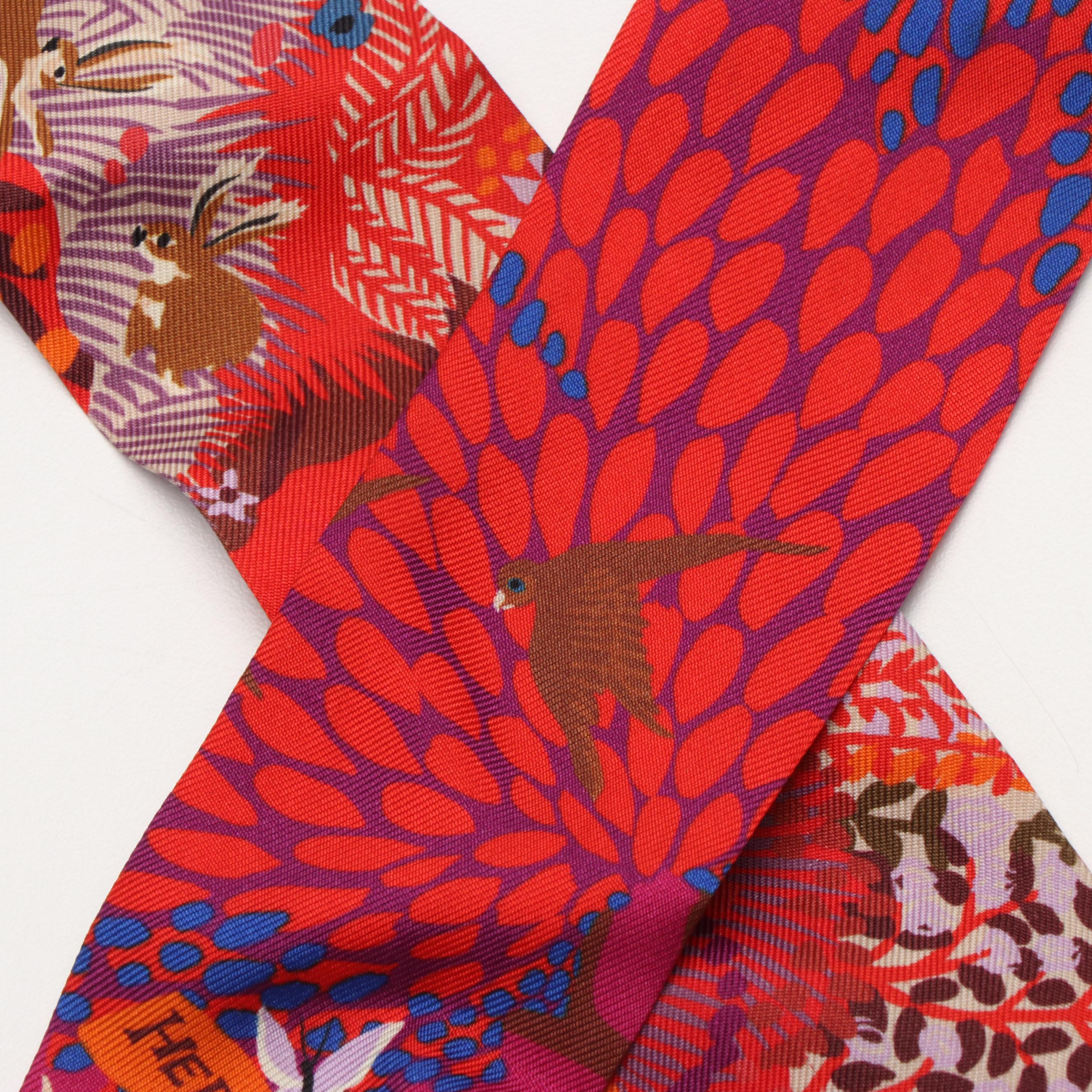 Hermès "Dans un Jardin Anglais" Silk Twilly Scarf with Box