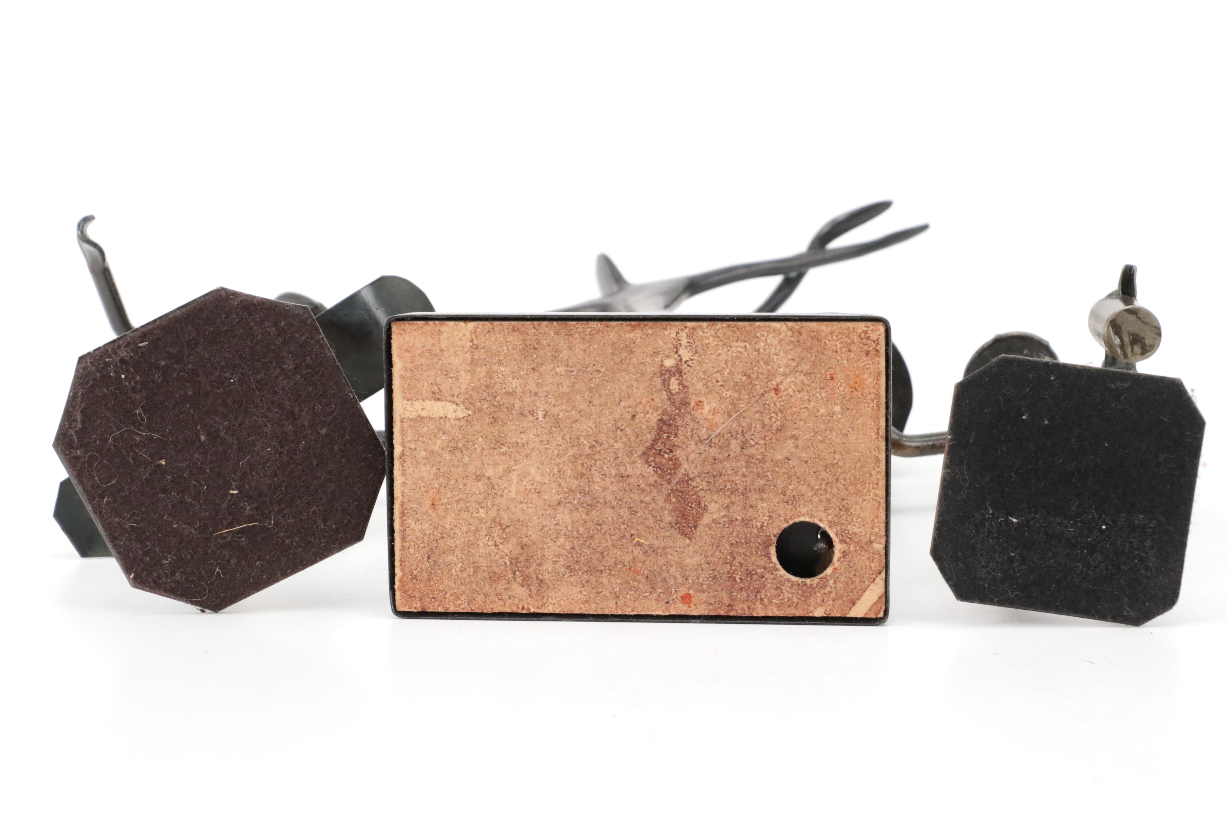 Railroad Spike & Wrought Iron Figurines, Paiwan Style Carved Ebonized Wood Box