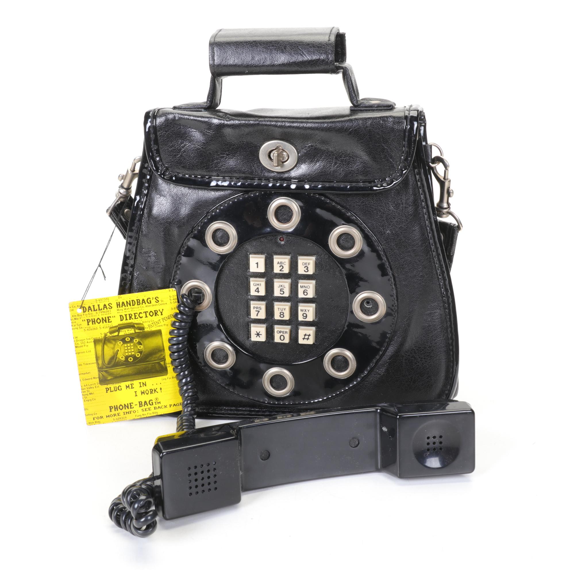 Dallas Handbag "Phone Directory" Black Leather Phone-Bag, 1970s