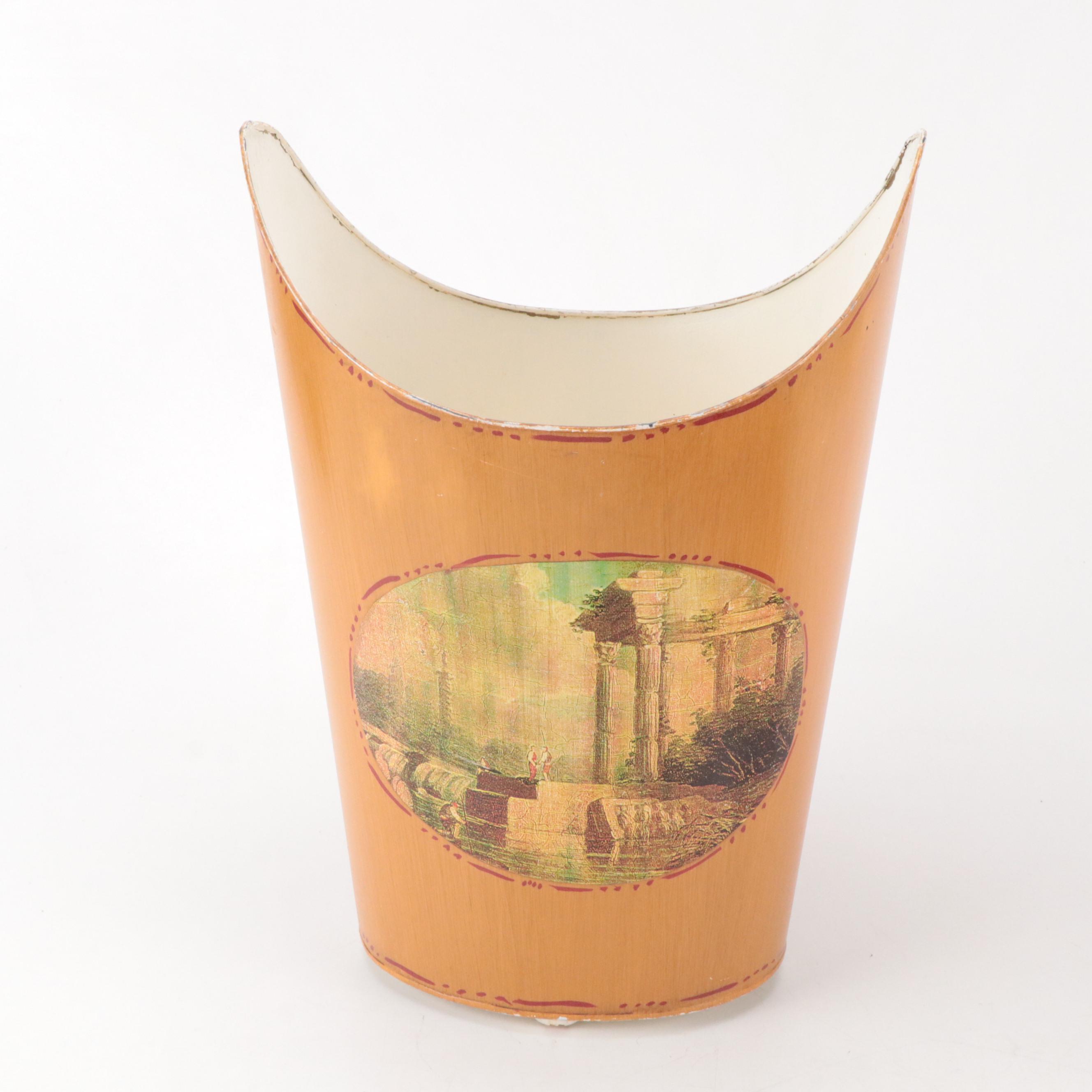 Handmade Needlepoint Pillows with Down Inserts, Decoupage & Faux Bois Waste Cans