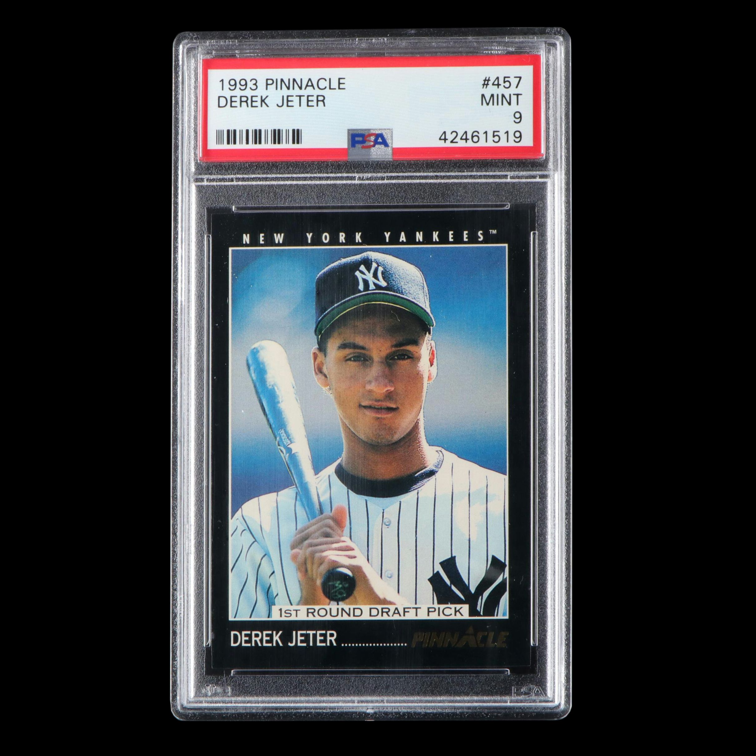 1993 Pinnacle Derek Jeter New York Yankees Rookie Baseball Card Graded PSA 9