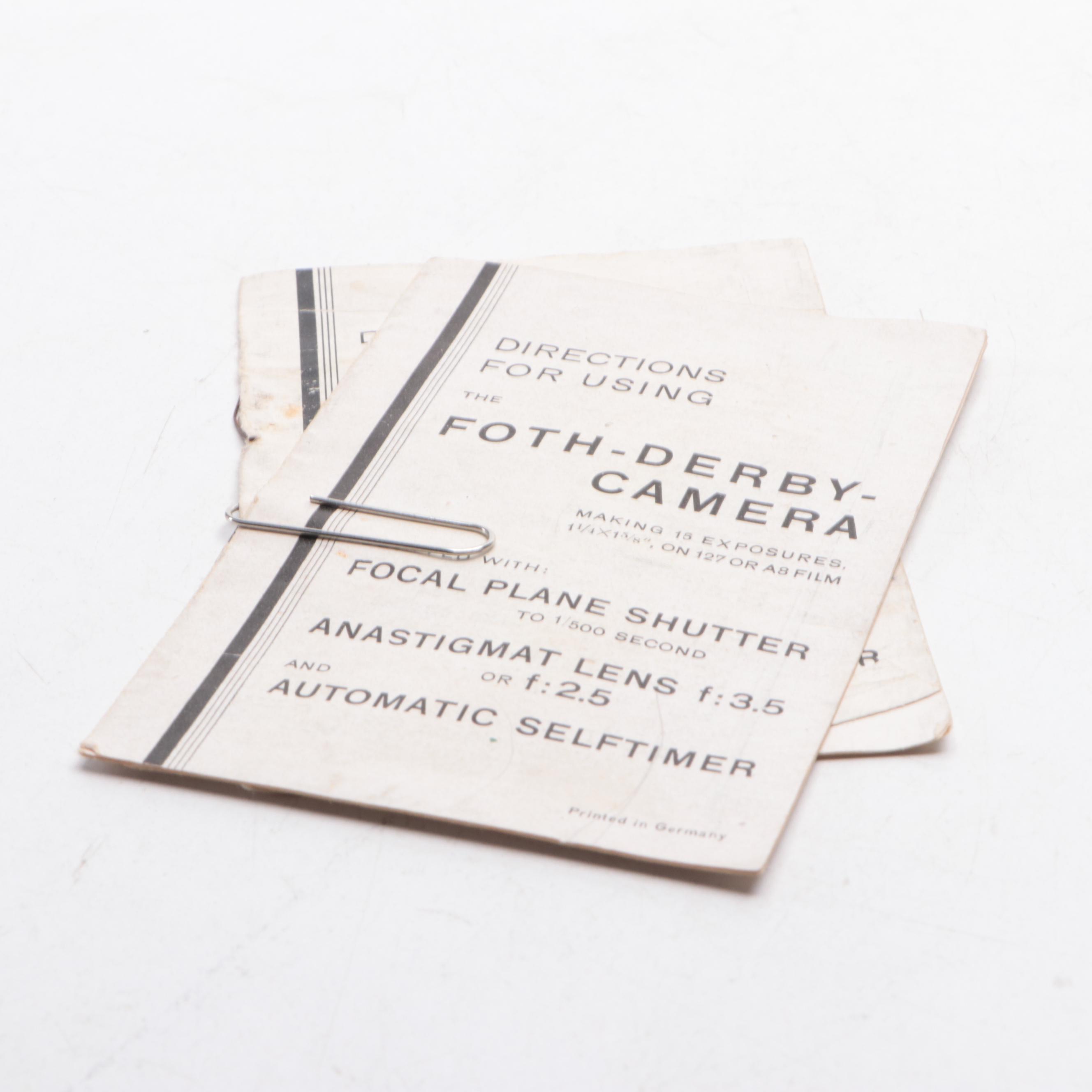 Foth Self-Timing Derby Camera with Anastigmat f/3.5 Lens and Filter, 1930s