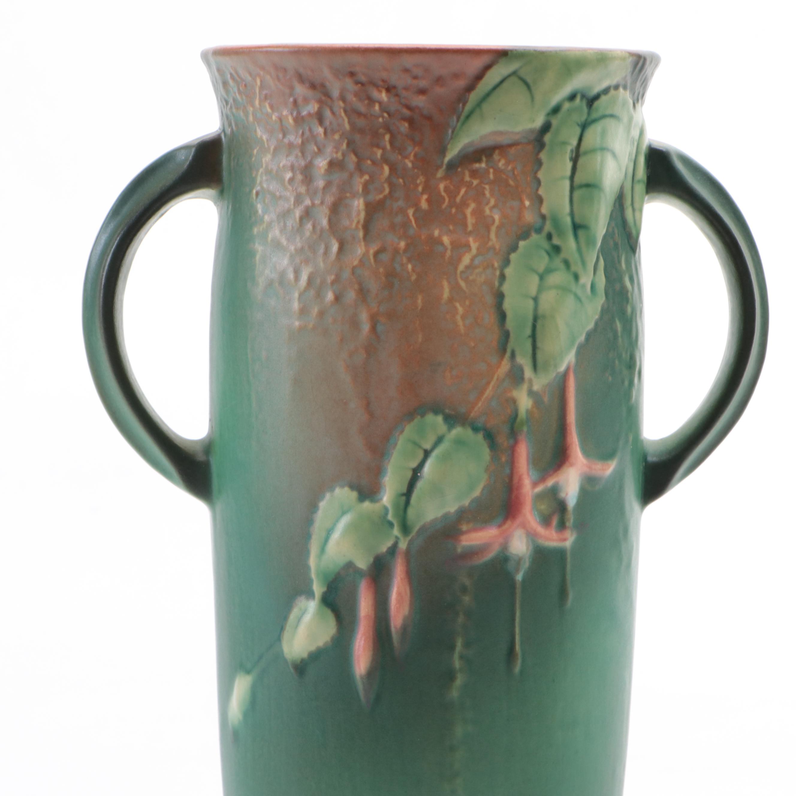 Roseville Pottery "Fuchsia" Ceramic Vases and Candlesticks, Mid-20th Century