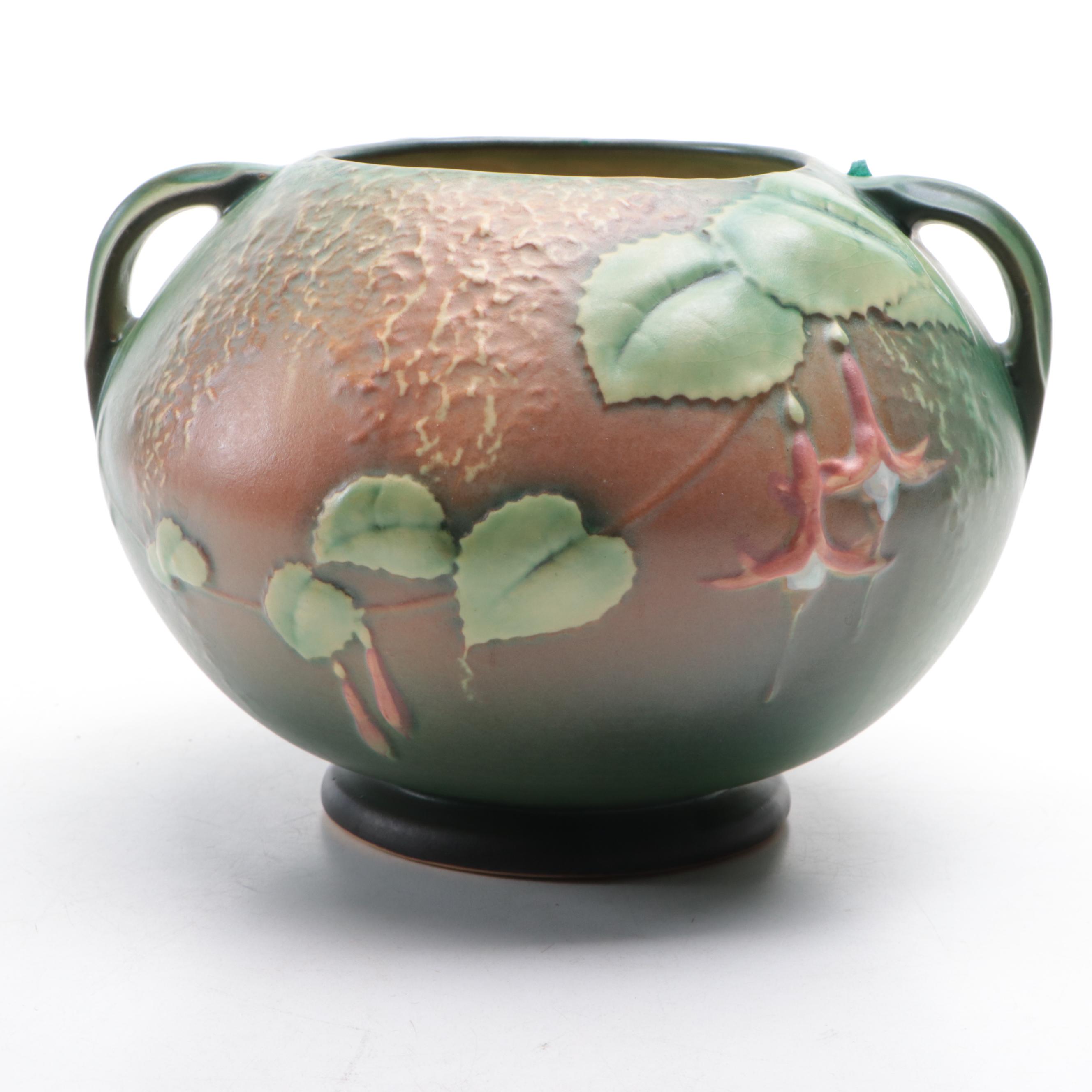 Roseville Pottery "Fuchsia" Ceramic Vases and Candlesticks, Mid-20th Century