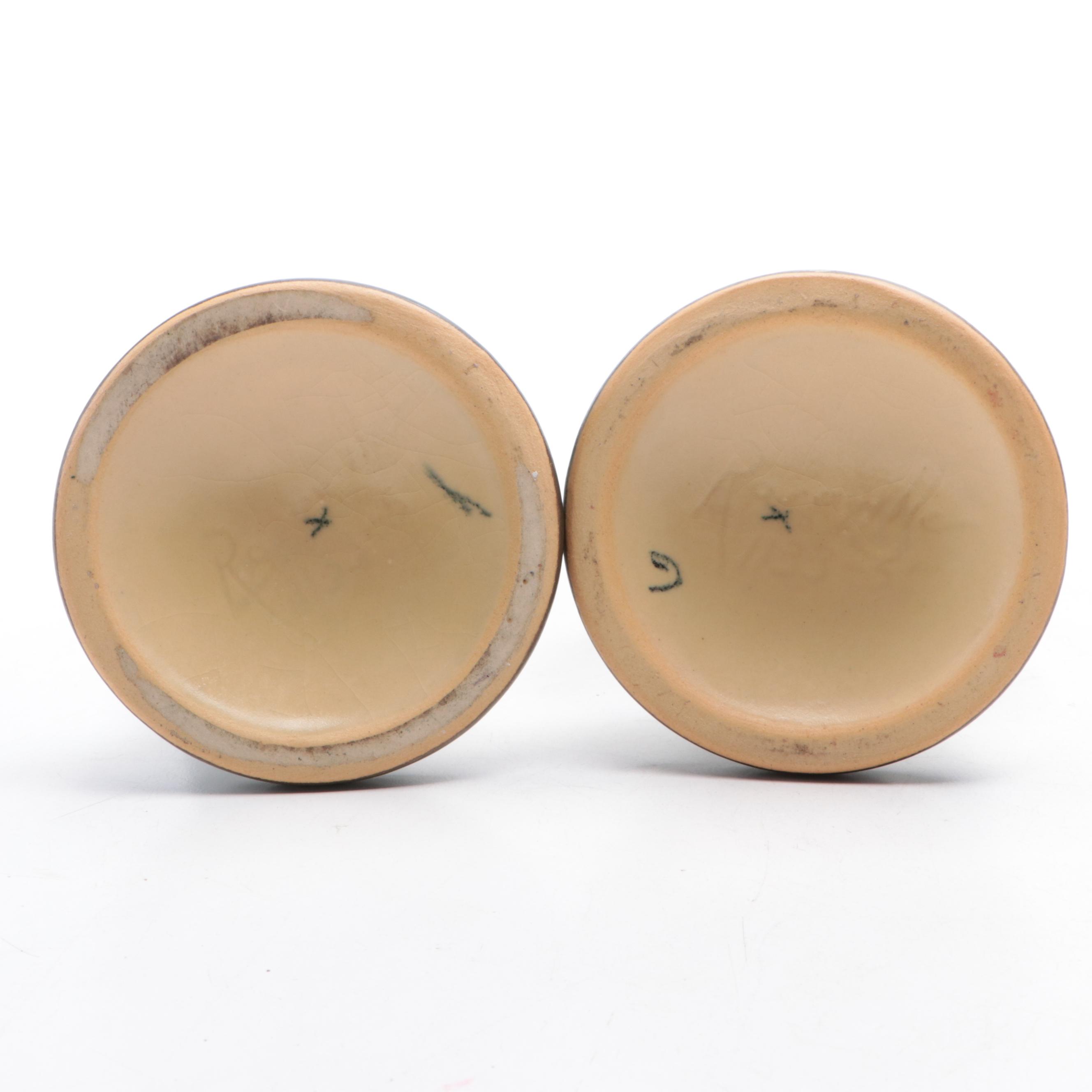 Roseville Pottery "Fuchsia" Ceramic Vases and Candlesticks, Mid-20th Century