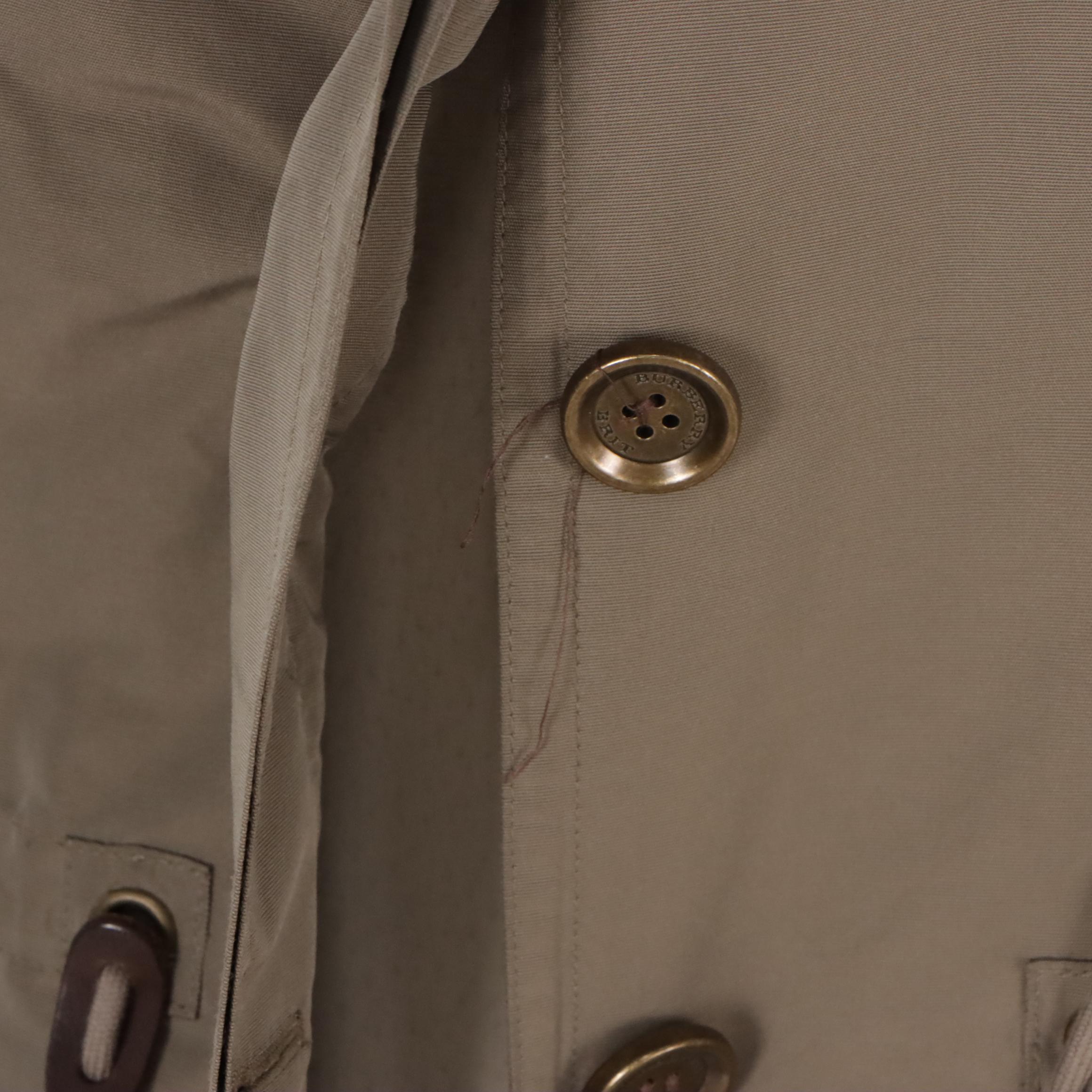 Burberry Brit Khaki Green Nylon Mid-Length Utility Jacket