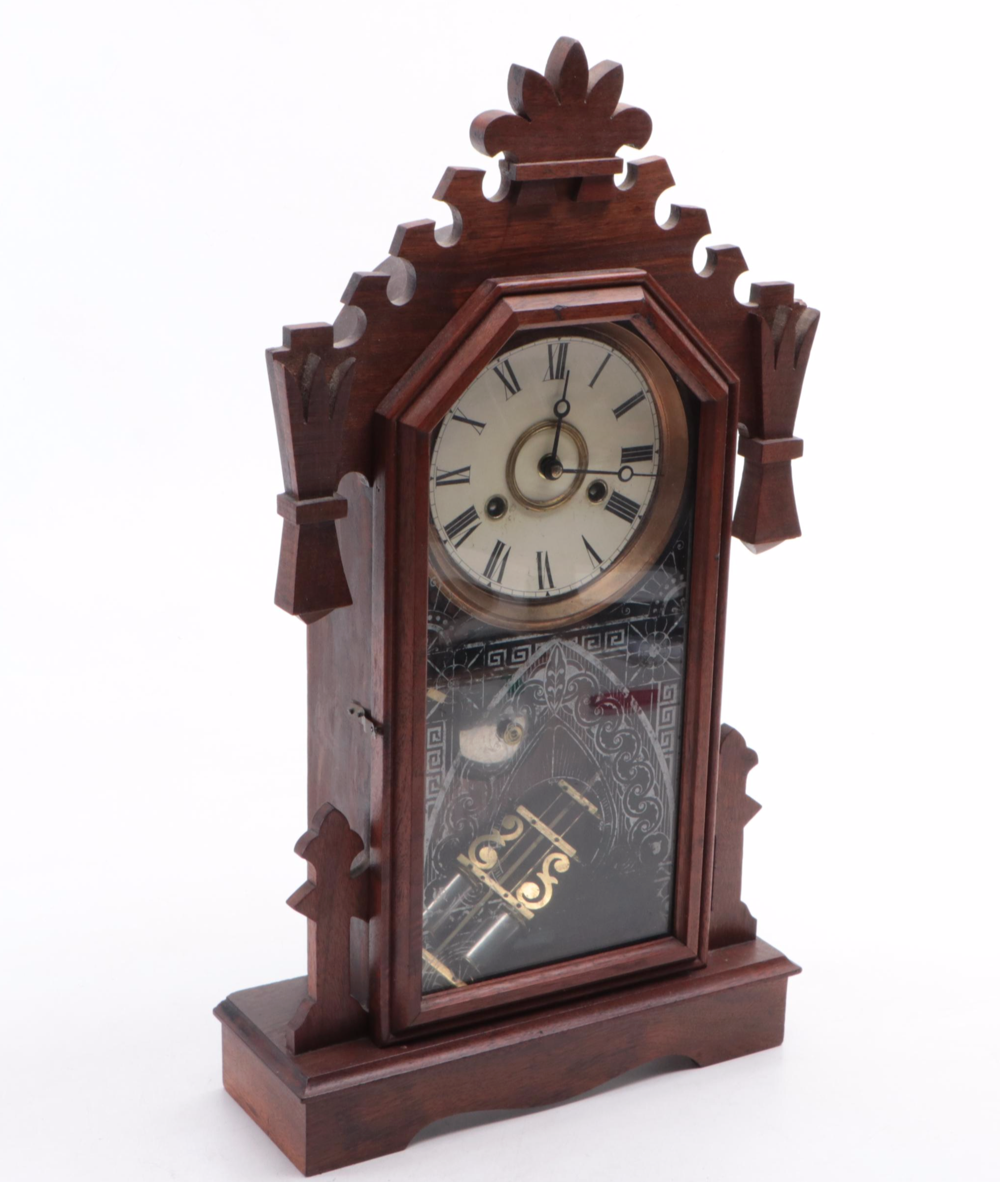 Ansonia Wooden Gingerbread Mantel Clock, Late 19th/ Early 20th Century