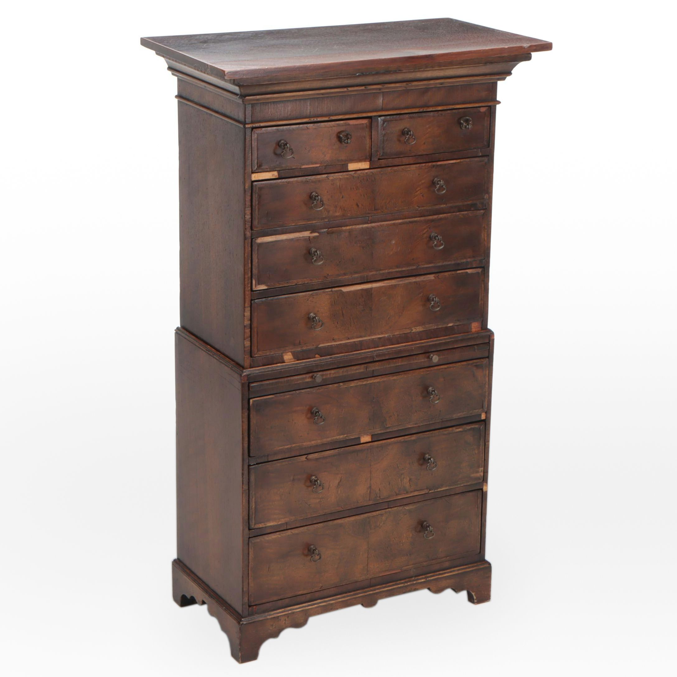 George II Style Walnut Miniature Chest-on-Chest, Circa 1900
