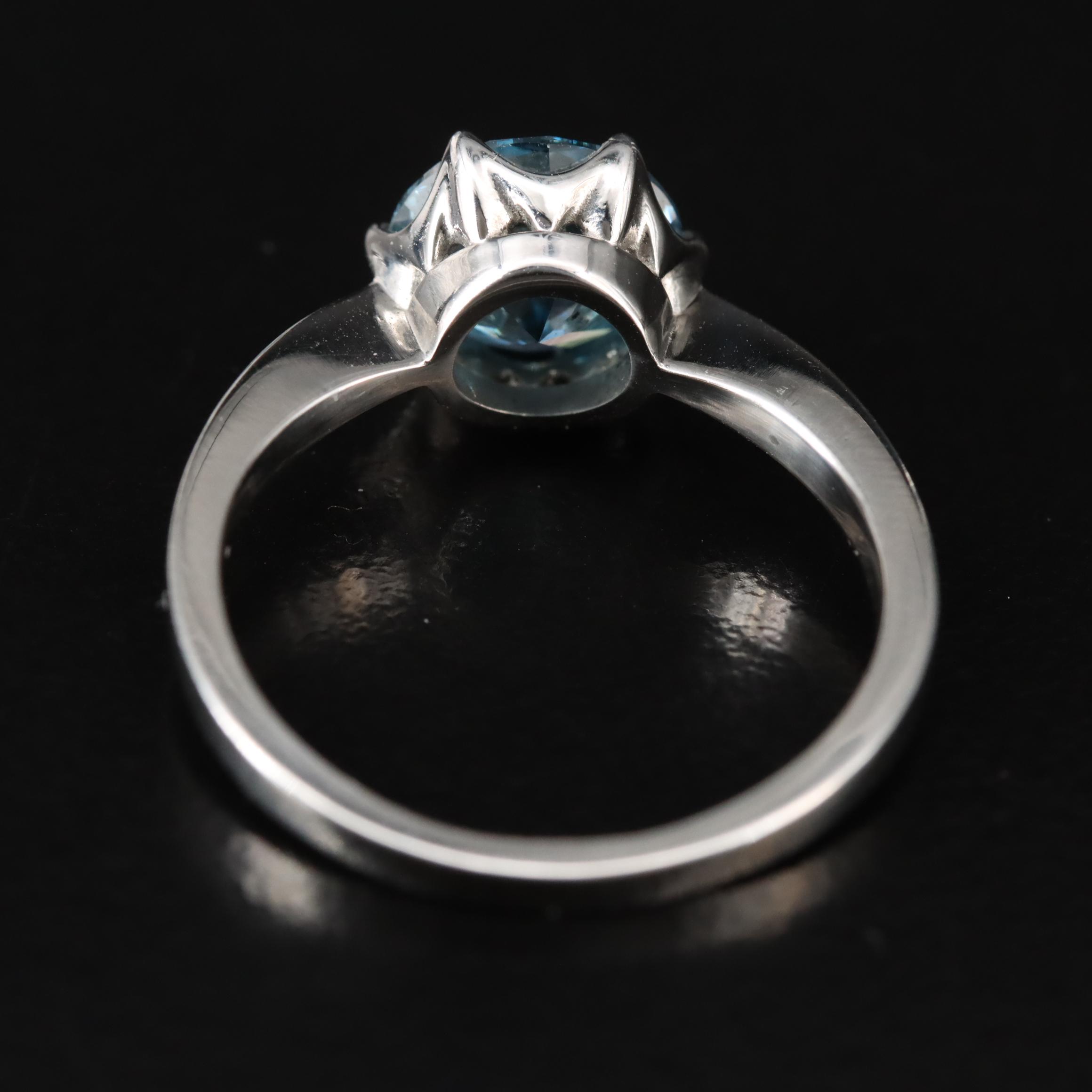 Platinum 2.01 CT Lab Grown Fancy Blue Diamond Solitaire Ring
