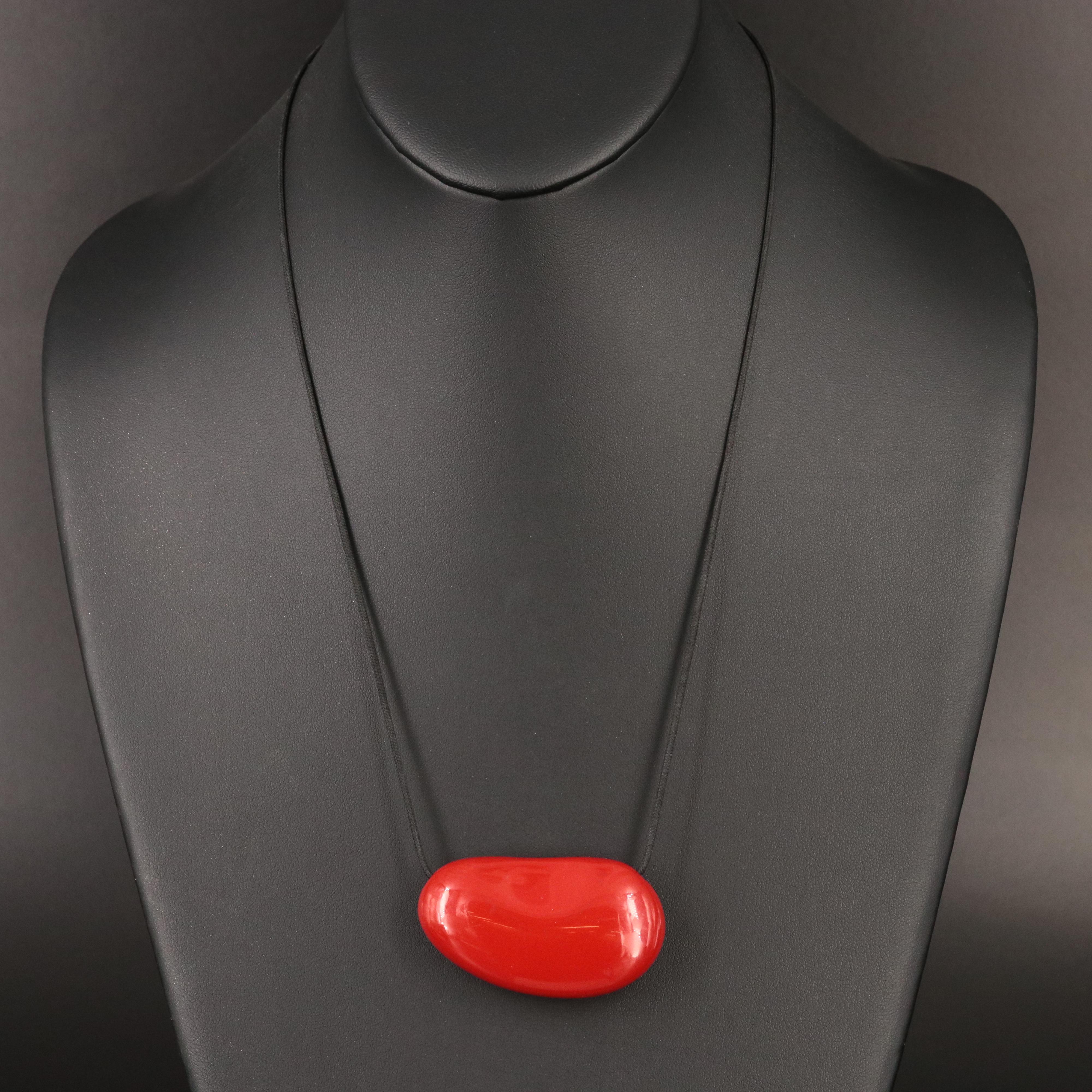 Elsa Peretti for Tiffany & Co. Red Lacquer Bean Design Necklace