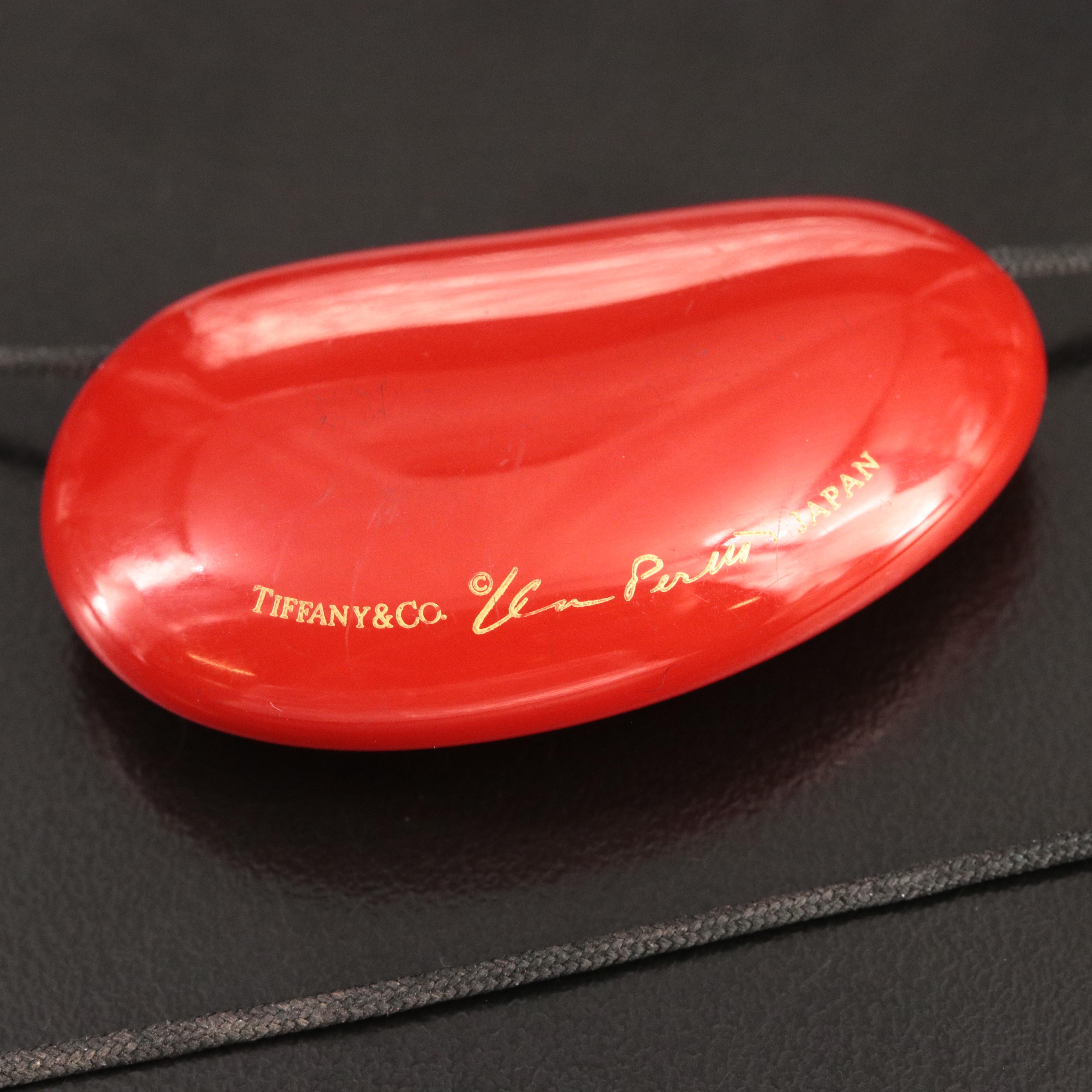 Elsa Peretti for Tiffany & Co. Red Lacquer Bean Design Necklace