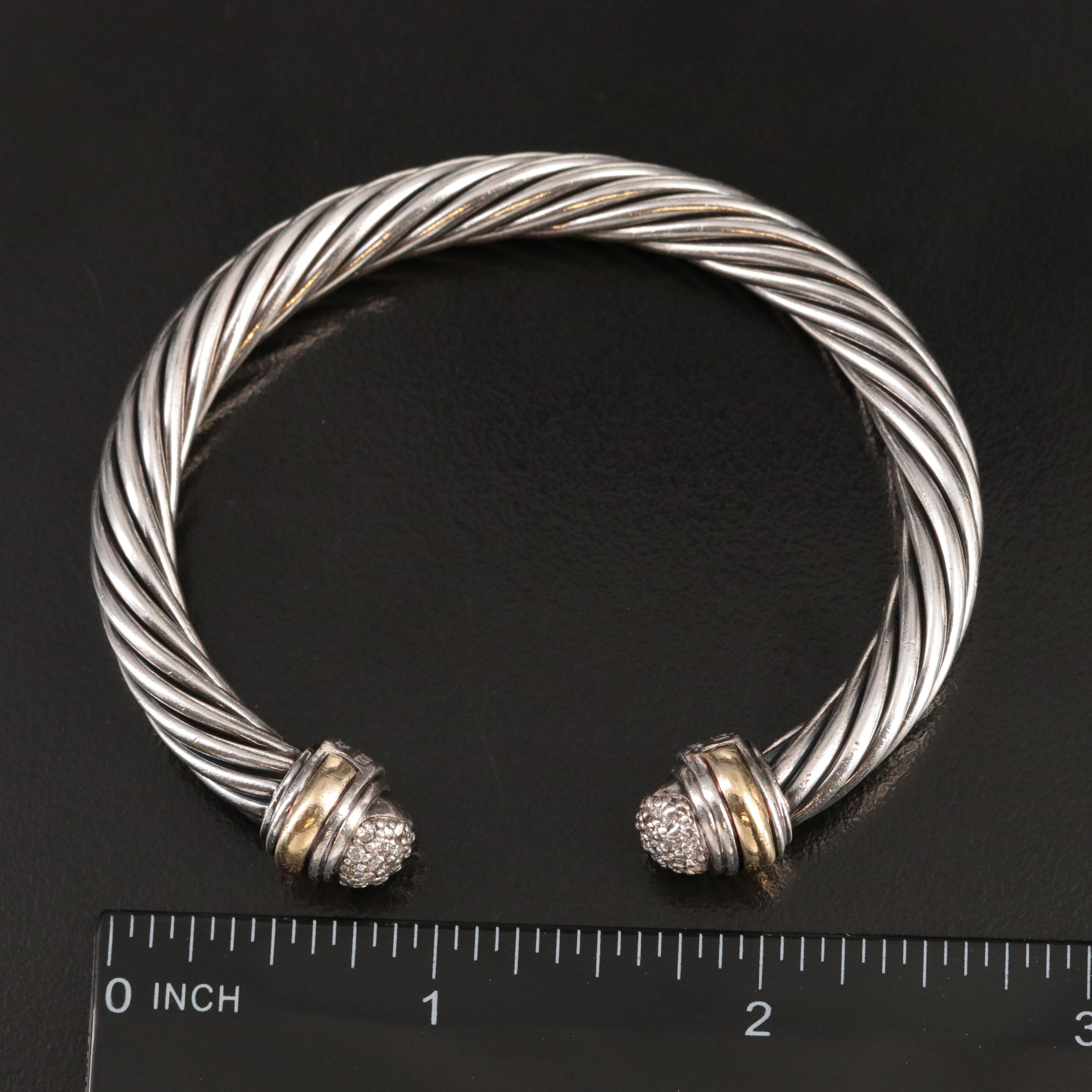 David Yurman Sterling & Diamond Cuff Bracelet