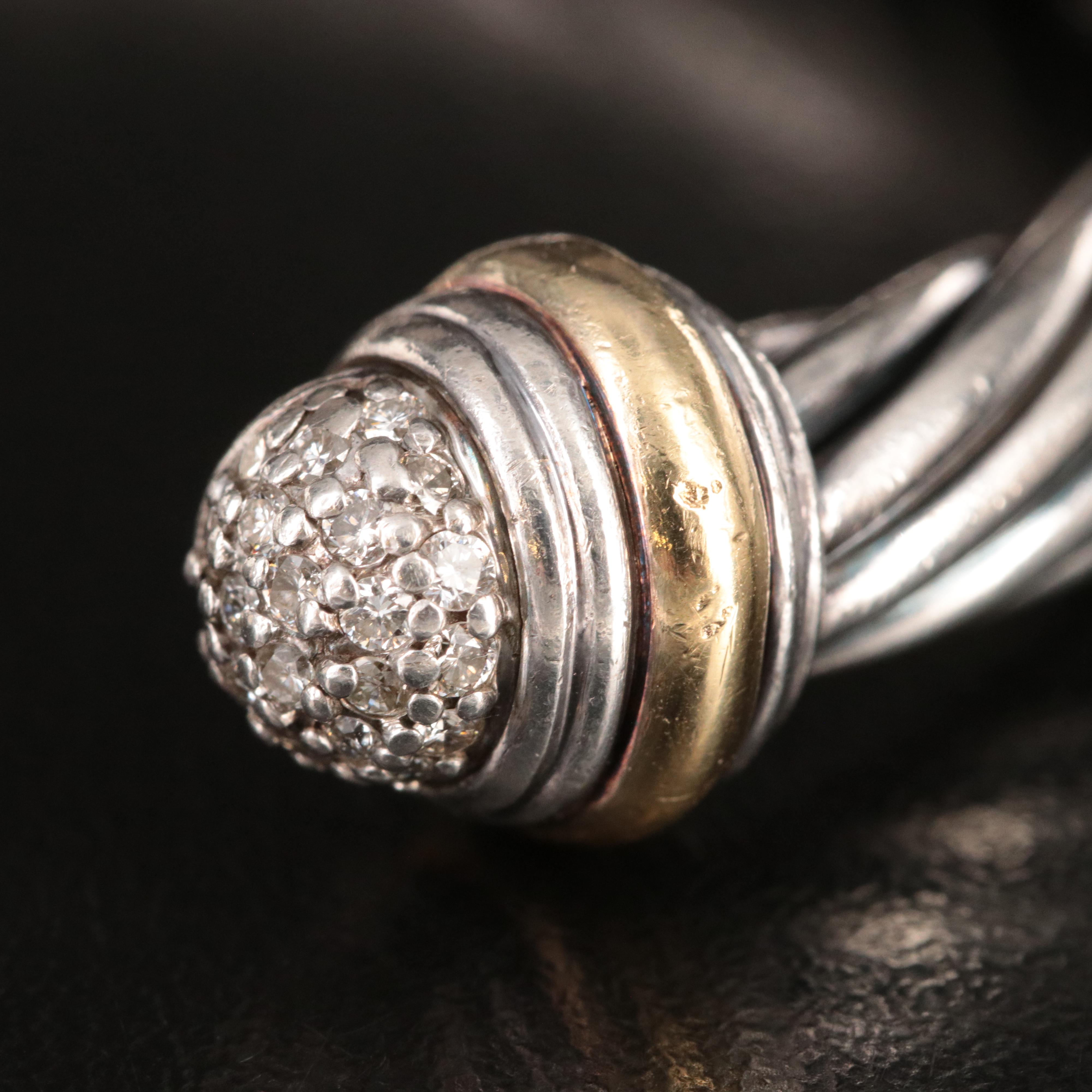 David Yurman Sterling & Diamond Cuff Bracelet