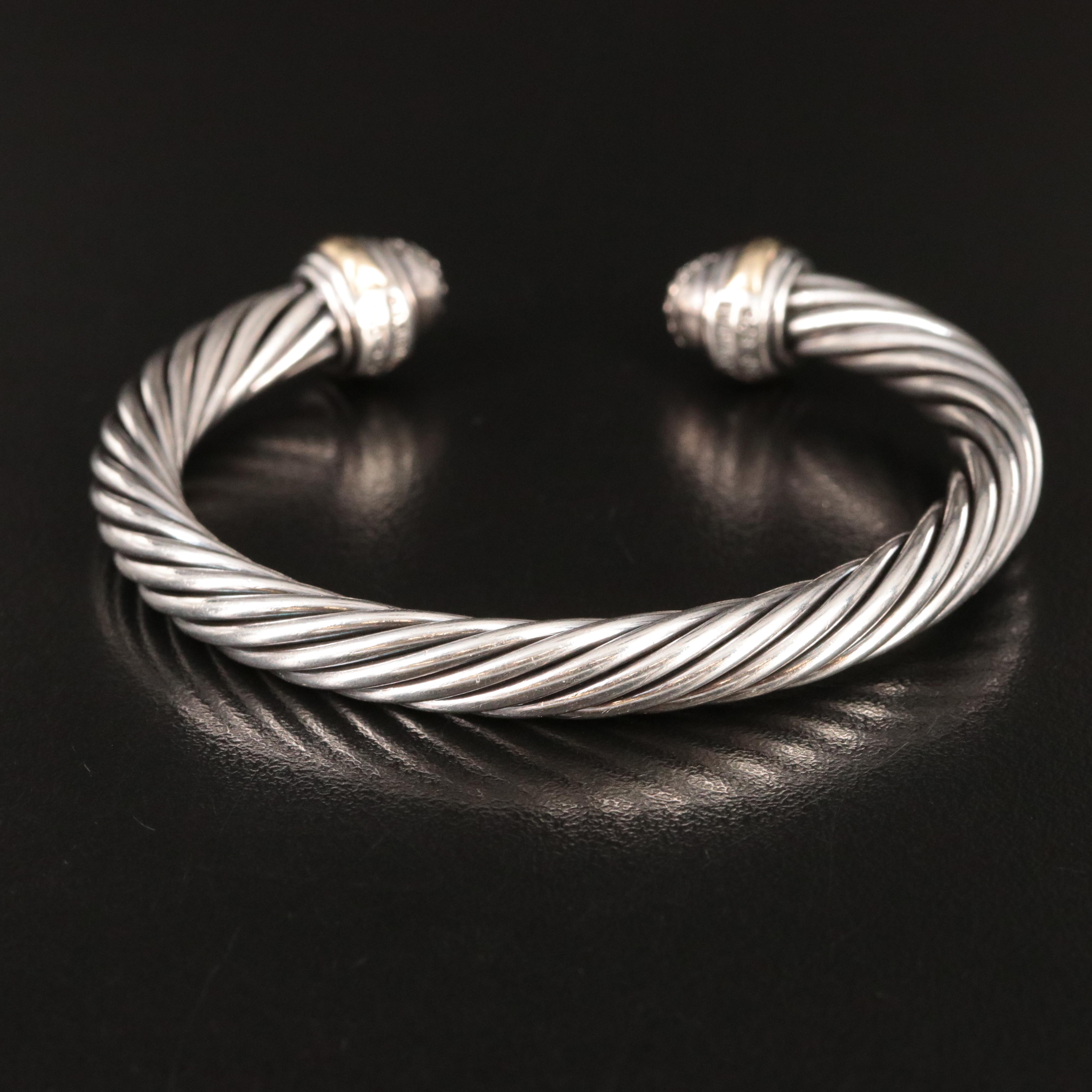 David Yurman Sterling & Diamond Cuff Bracelet