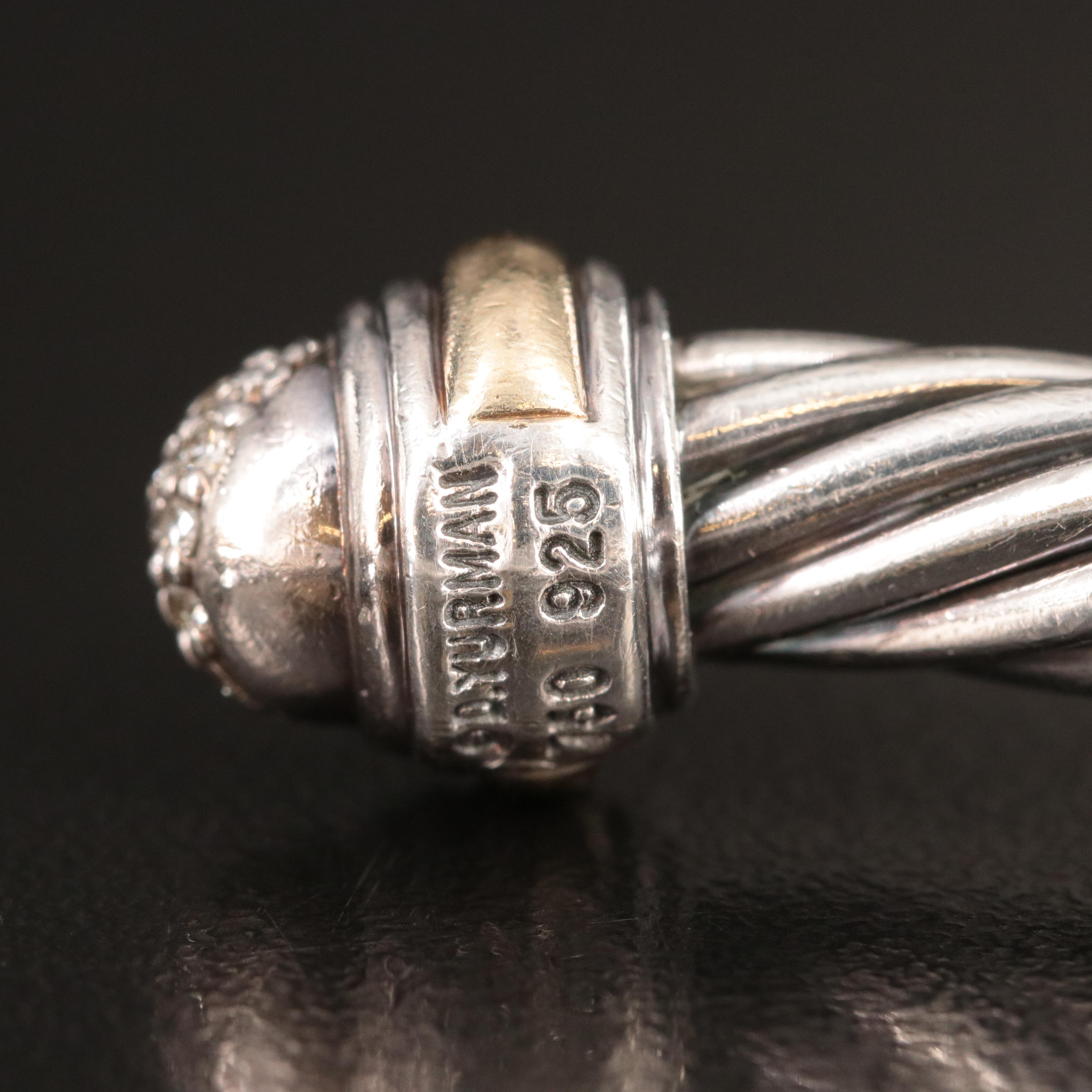 David Yurman Sterling & Diamond Cuff Bracelet