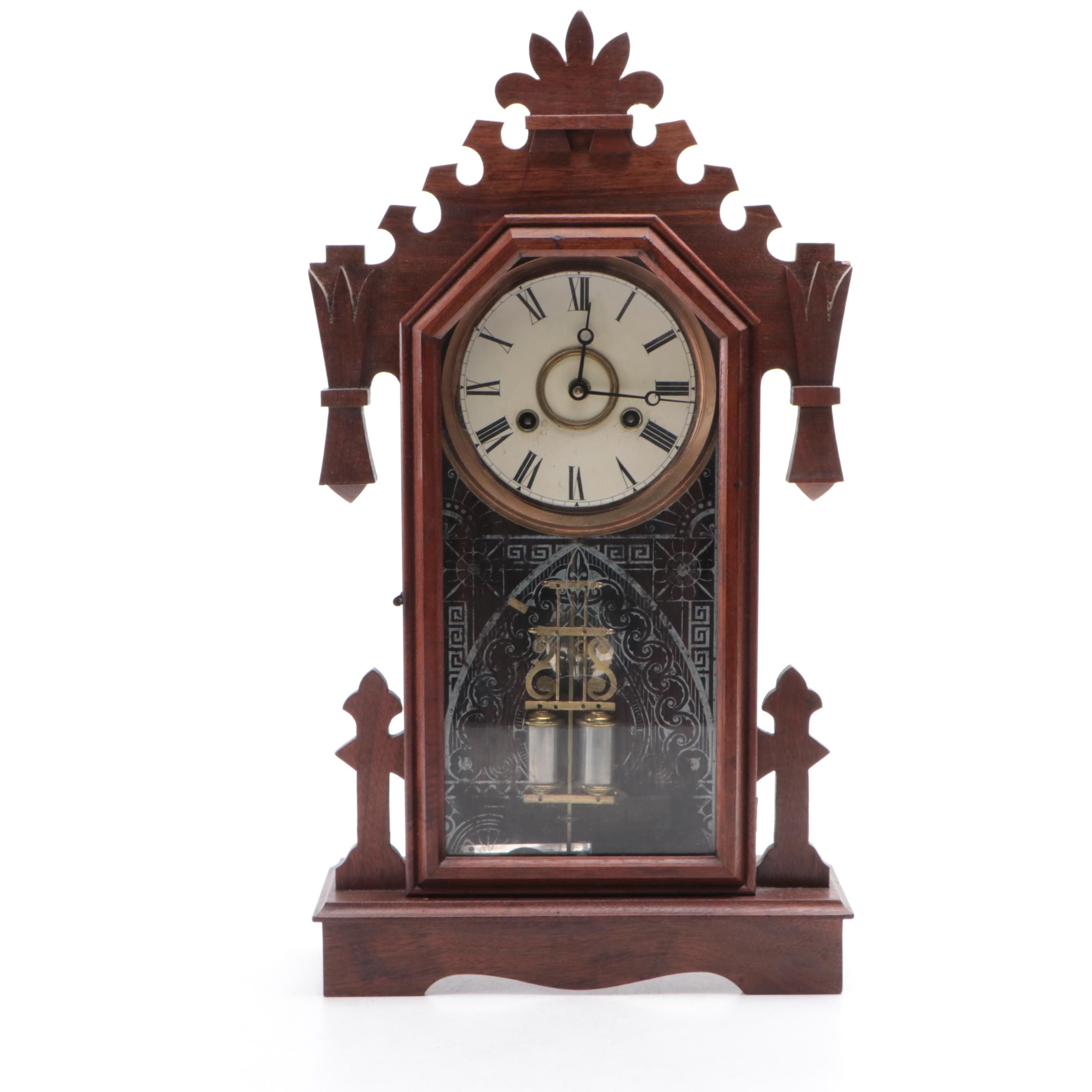 Ansonia Wooden Gingerbread Mantel Clock, Late 19th/ Early 20th Century