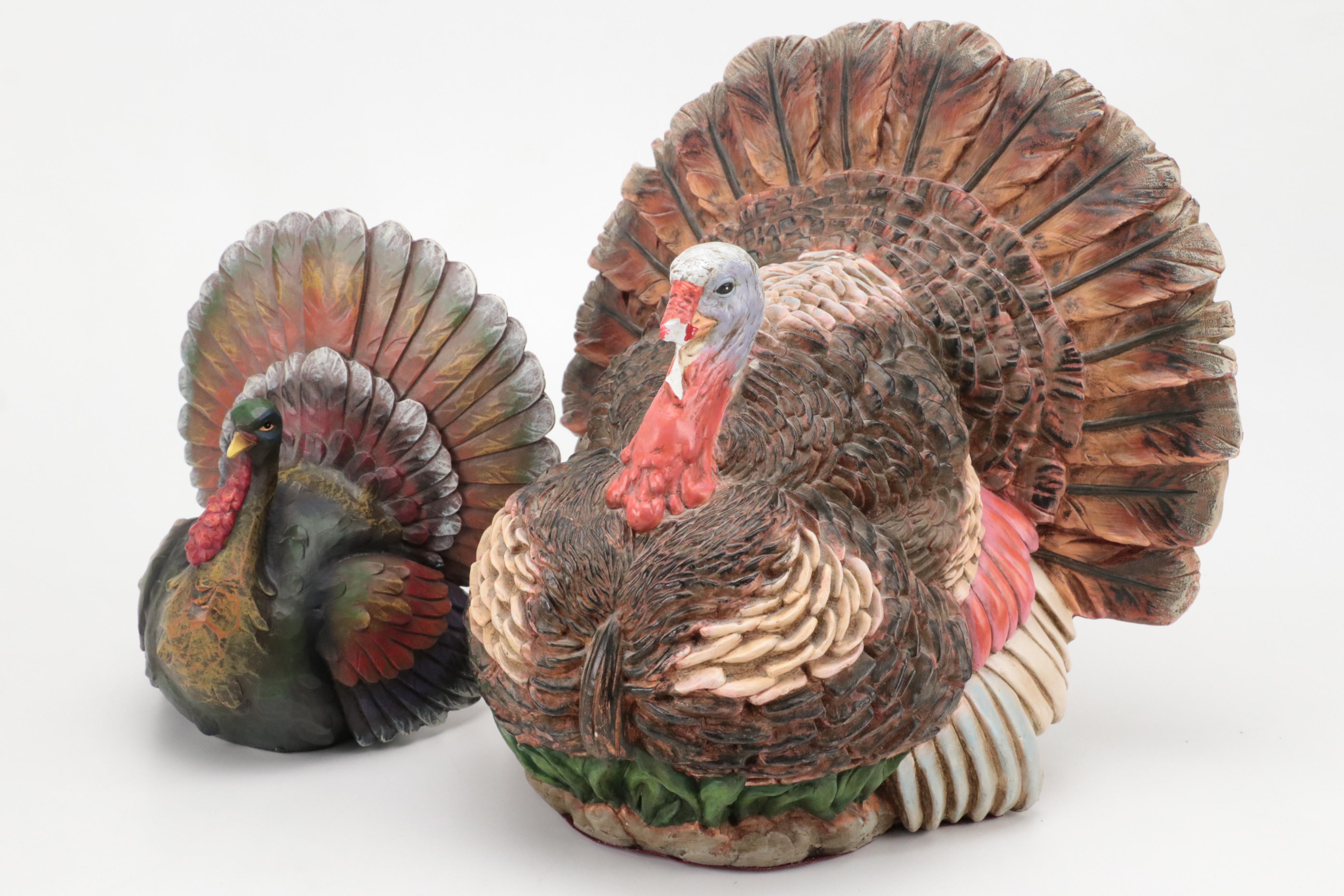 Midwest Carved Resin Turkey Figurine with More Resin Turkey Figurines