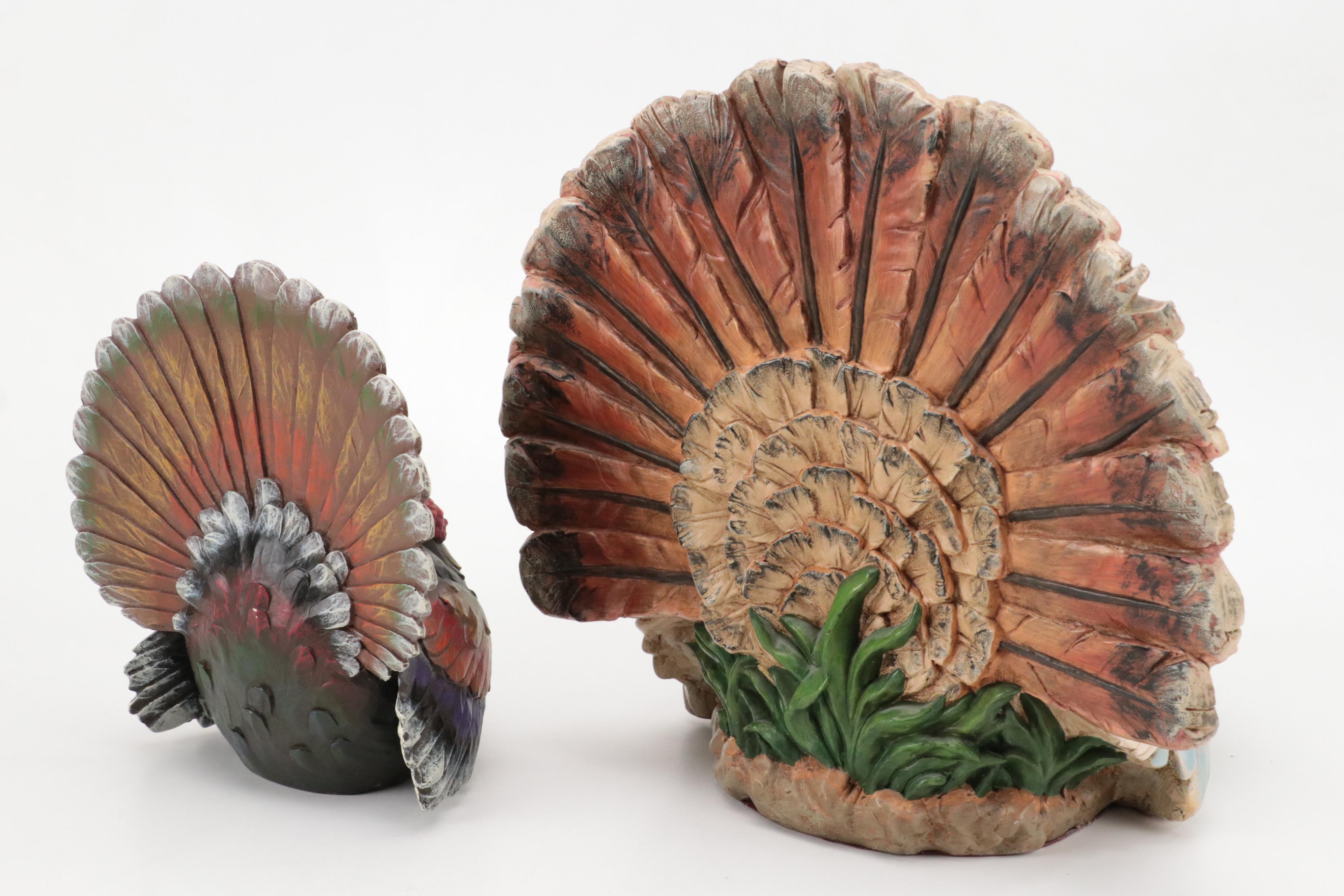 Midwest Carved Resin Turkey Figurine with More Resin Turkey Figurines