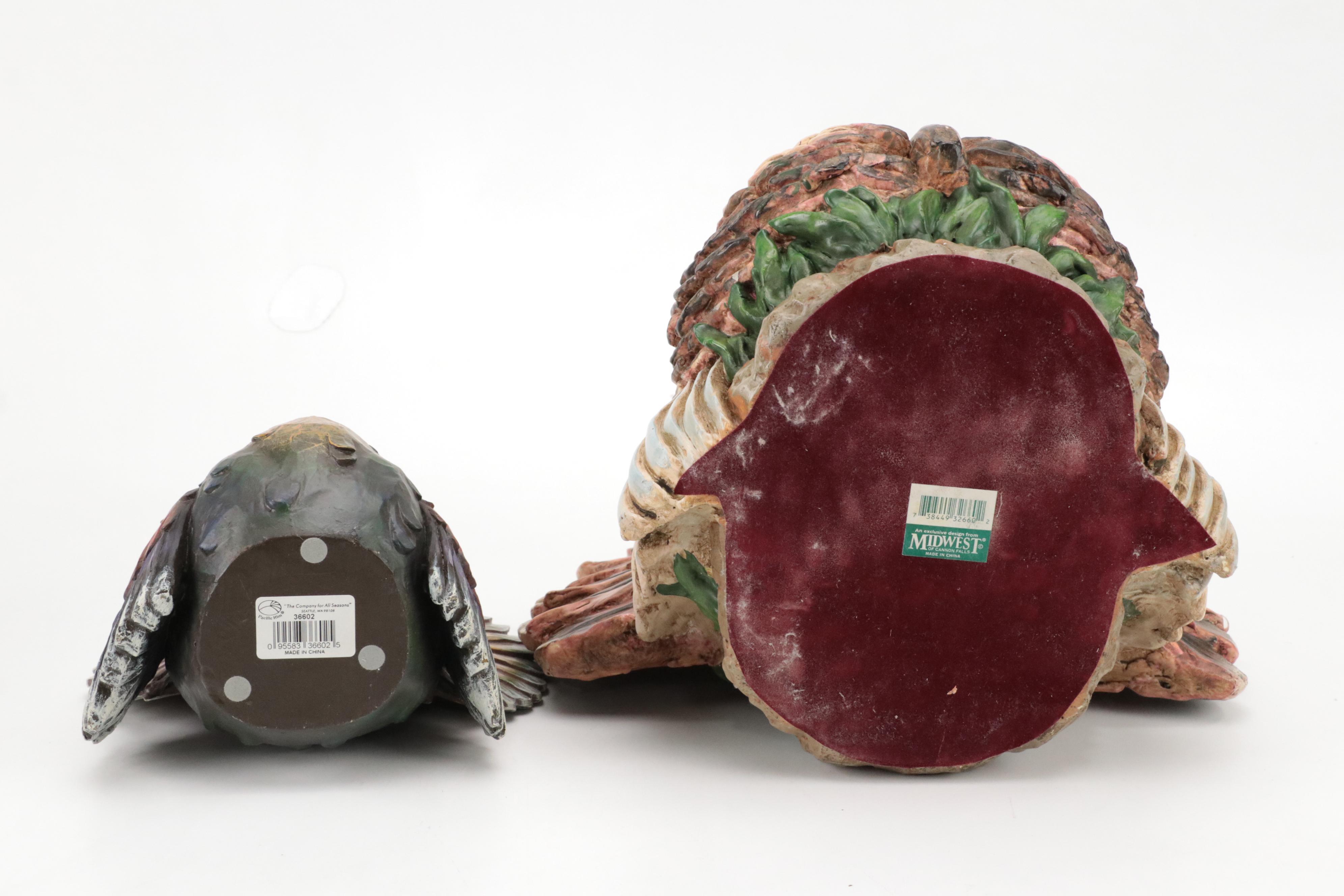 Midwest Carved Resin Turkey Figurine with More Resin Turkey Figurines