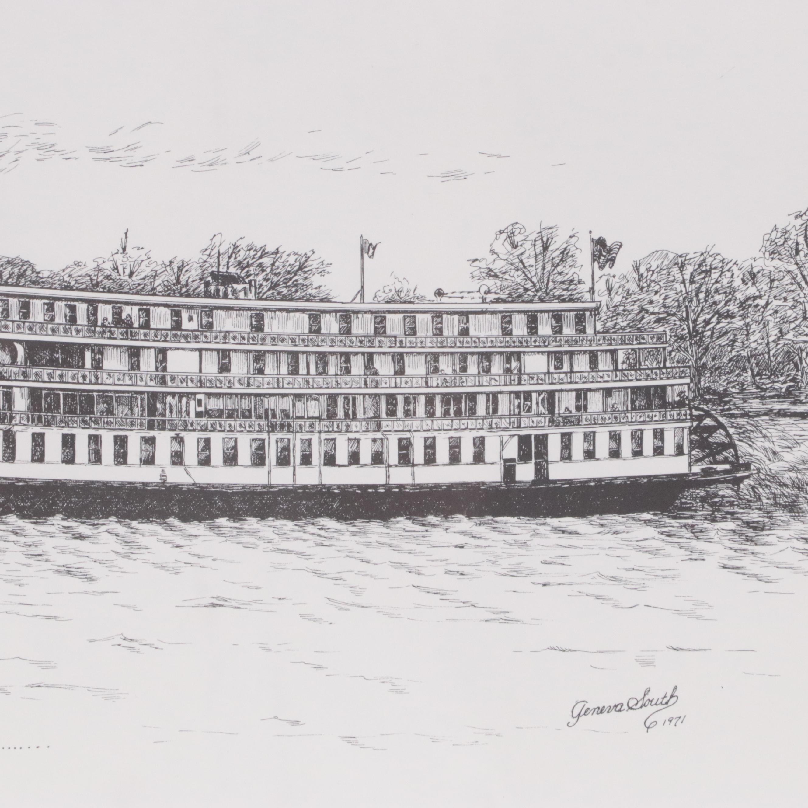 Lithograph After Geneva South "Delta Queen," 1971