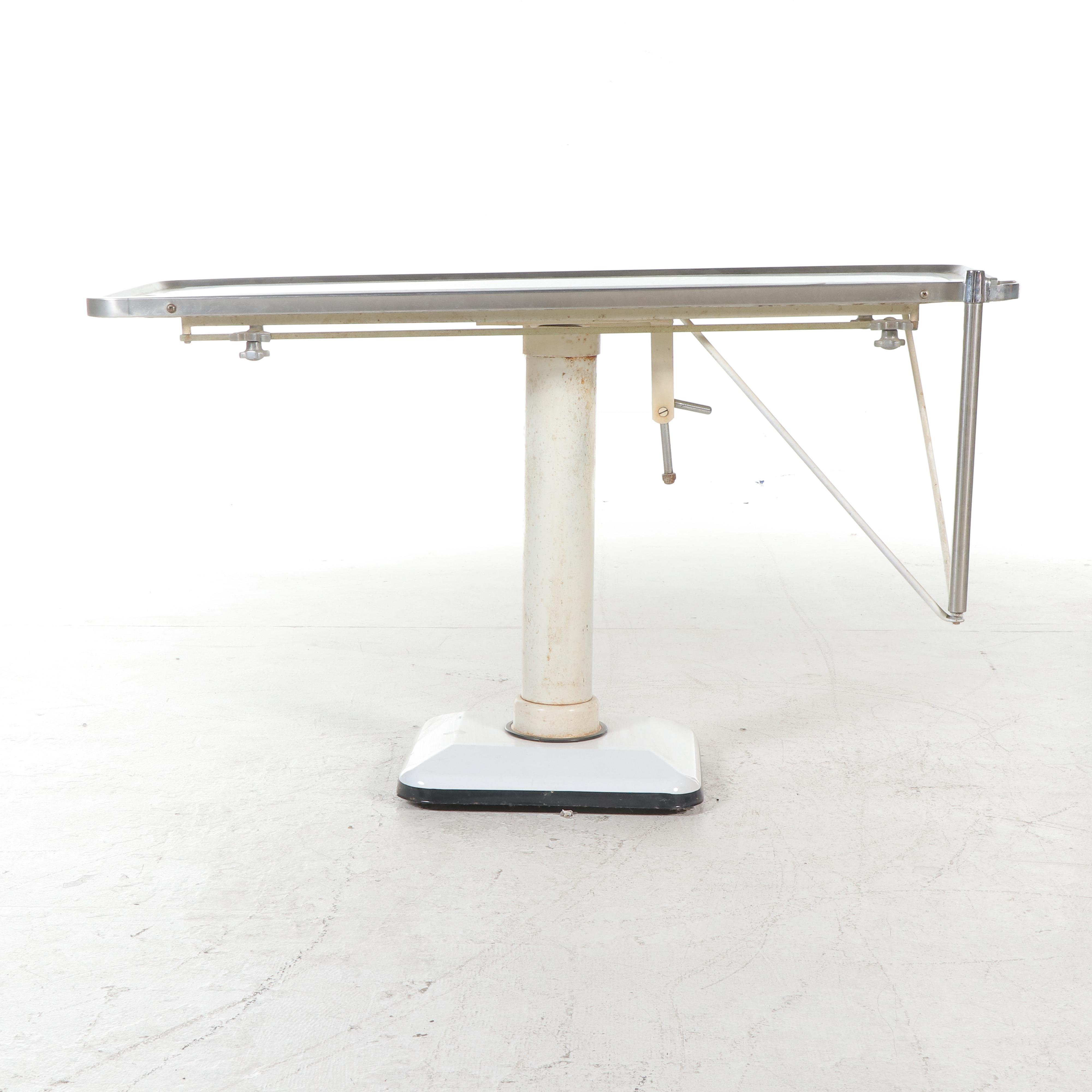 Enameled Metal and Stainless Steel Embalming Table, Mid-20th Century