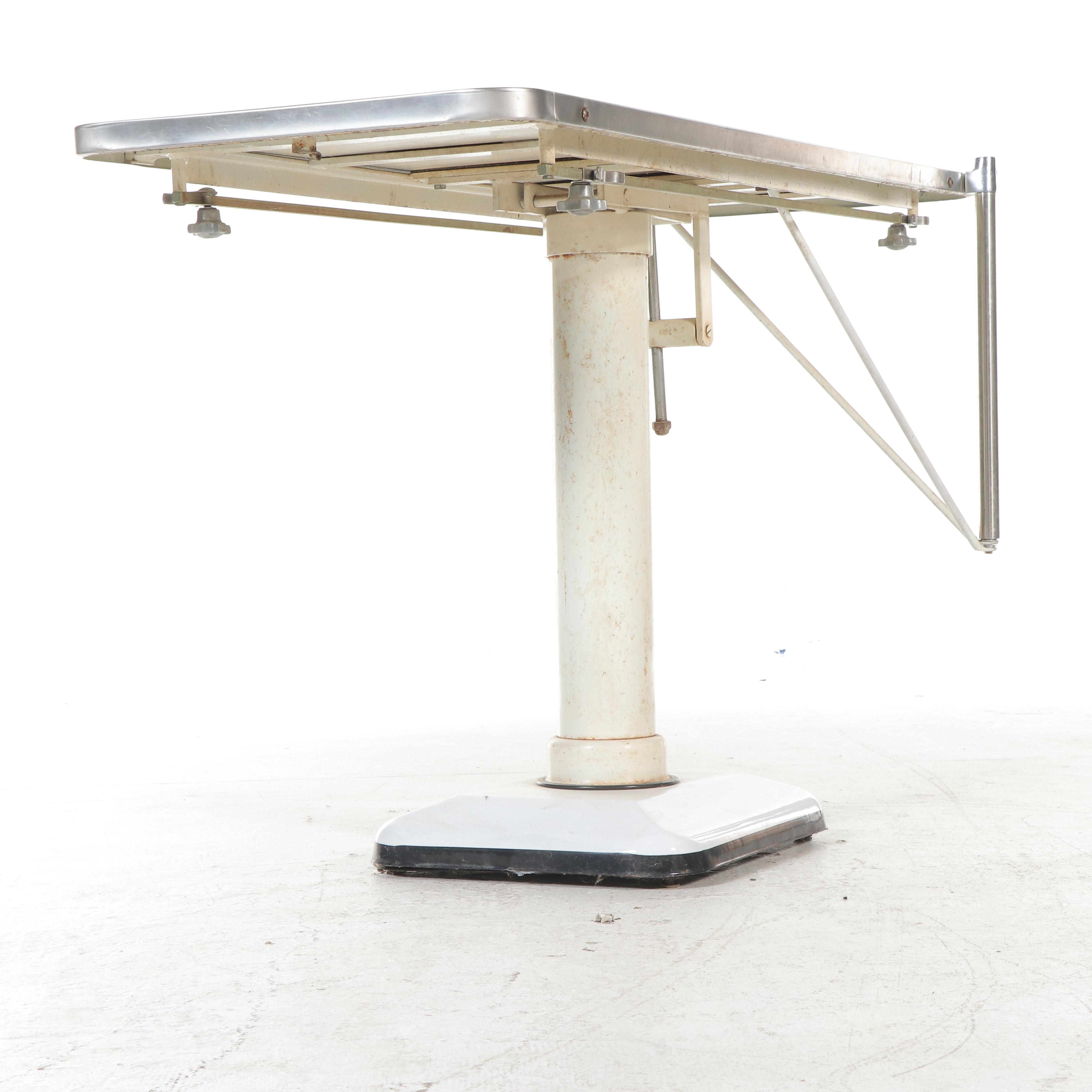 Enameled Metal and Stainless Steel Embalming Table, Mid-20th Century