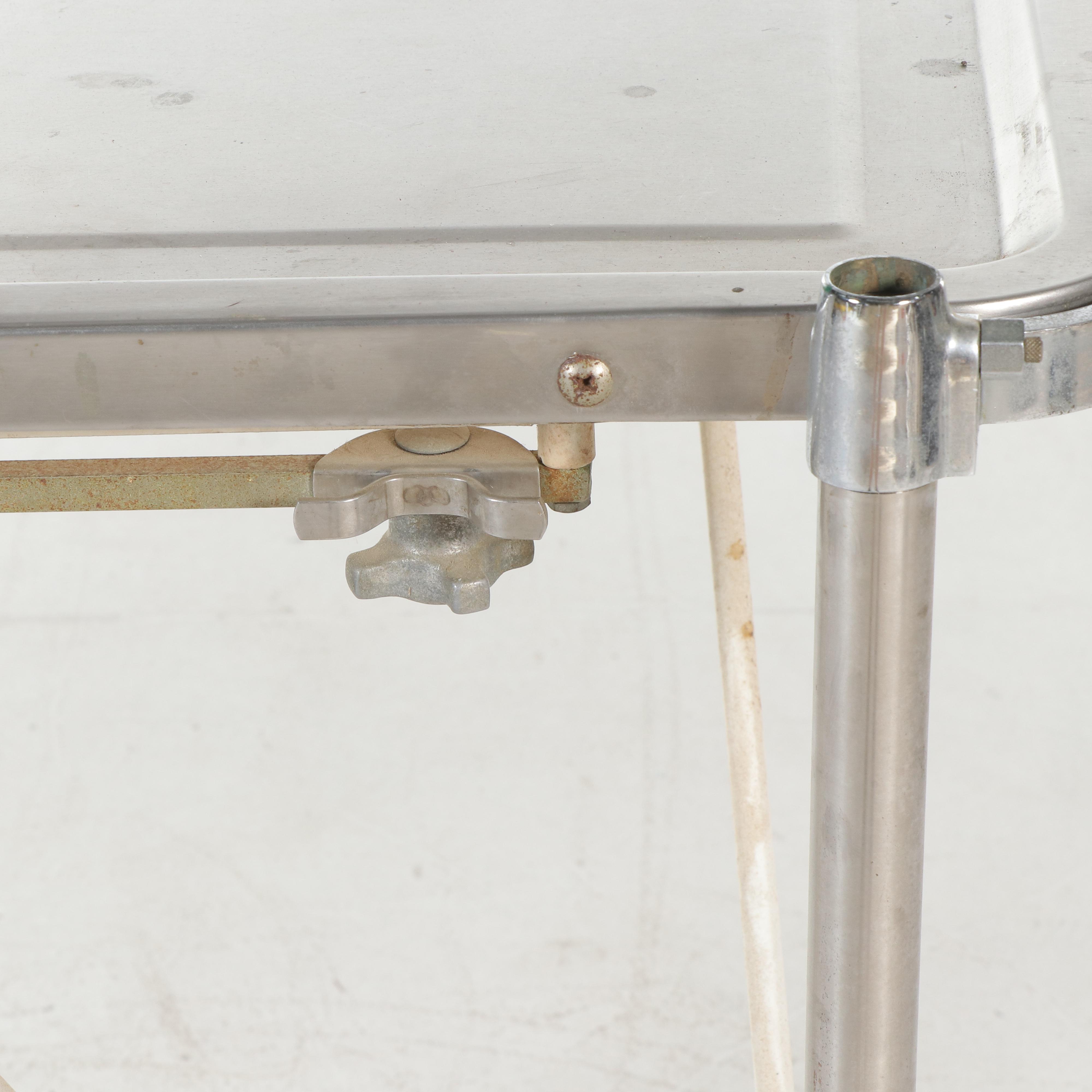 Enameled Metal and Stainless Steel Embalming Table, Mid-20th Century