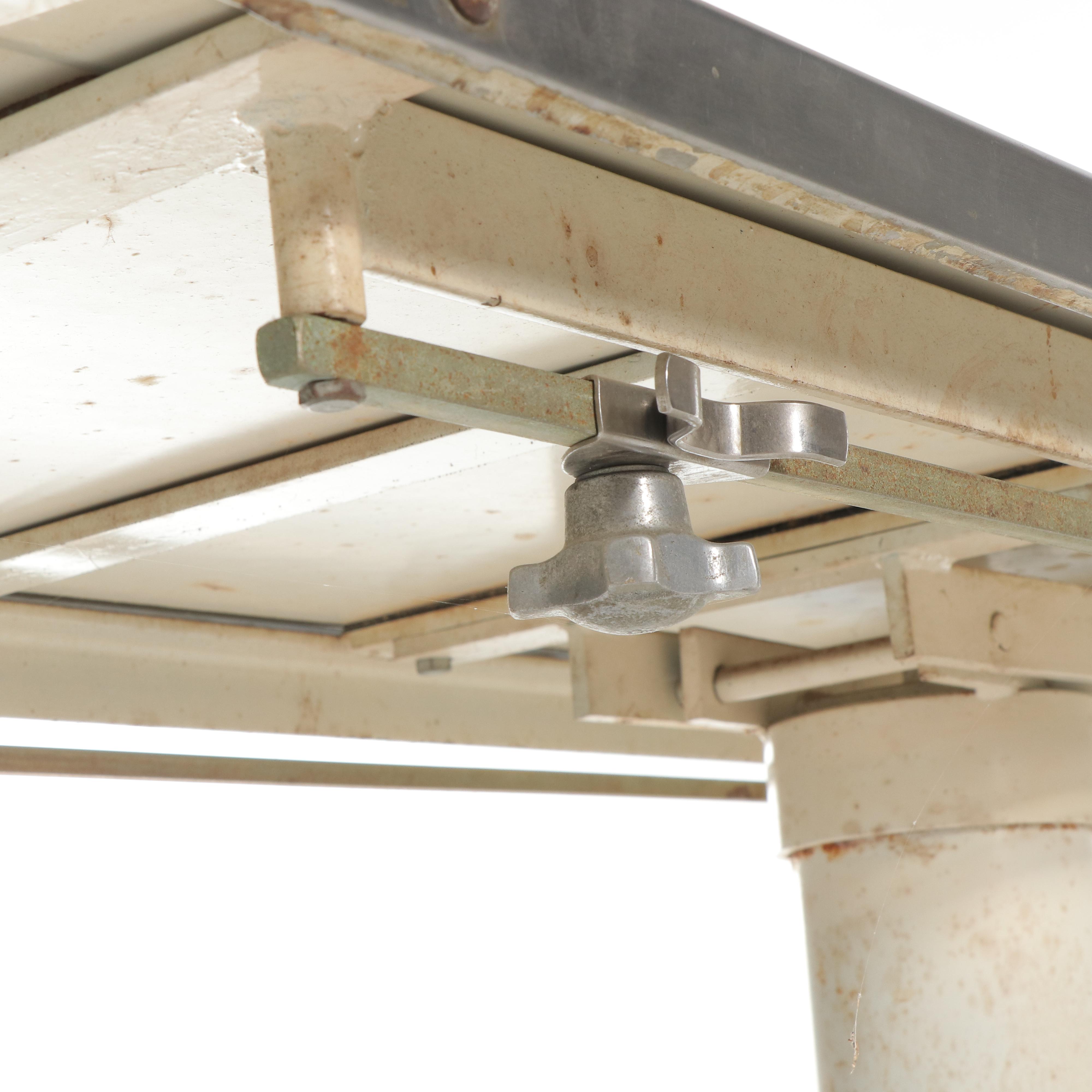 Enameled Metal and Stainless Steel Embalming Table, Mid-20th Century