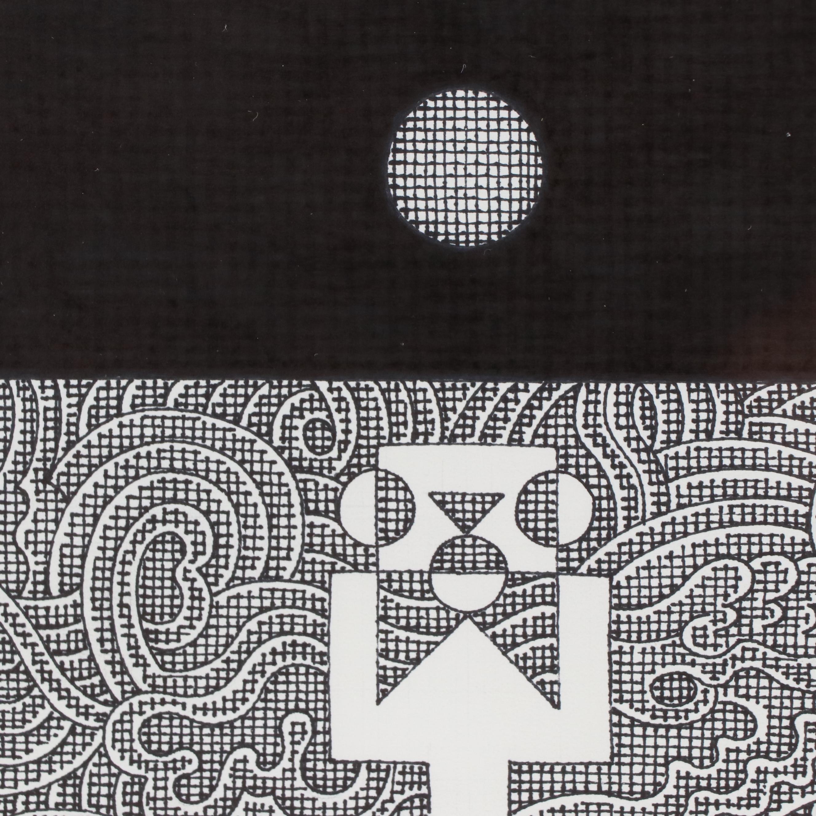 Jerry Quinton Kellems Stylized Figural Ink Drawing, 2004