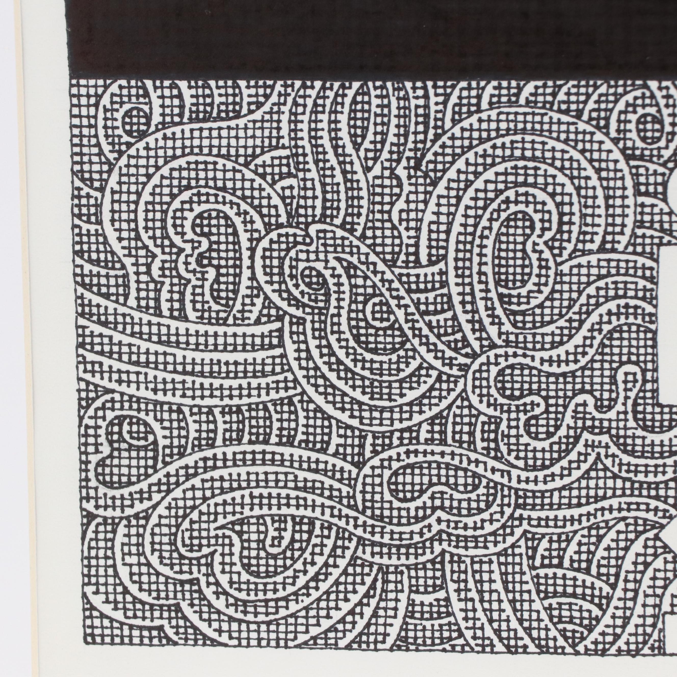 Jerry Quinton Kellems Stylized Figural Ink Drawing, 2004