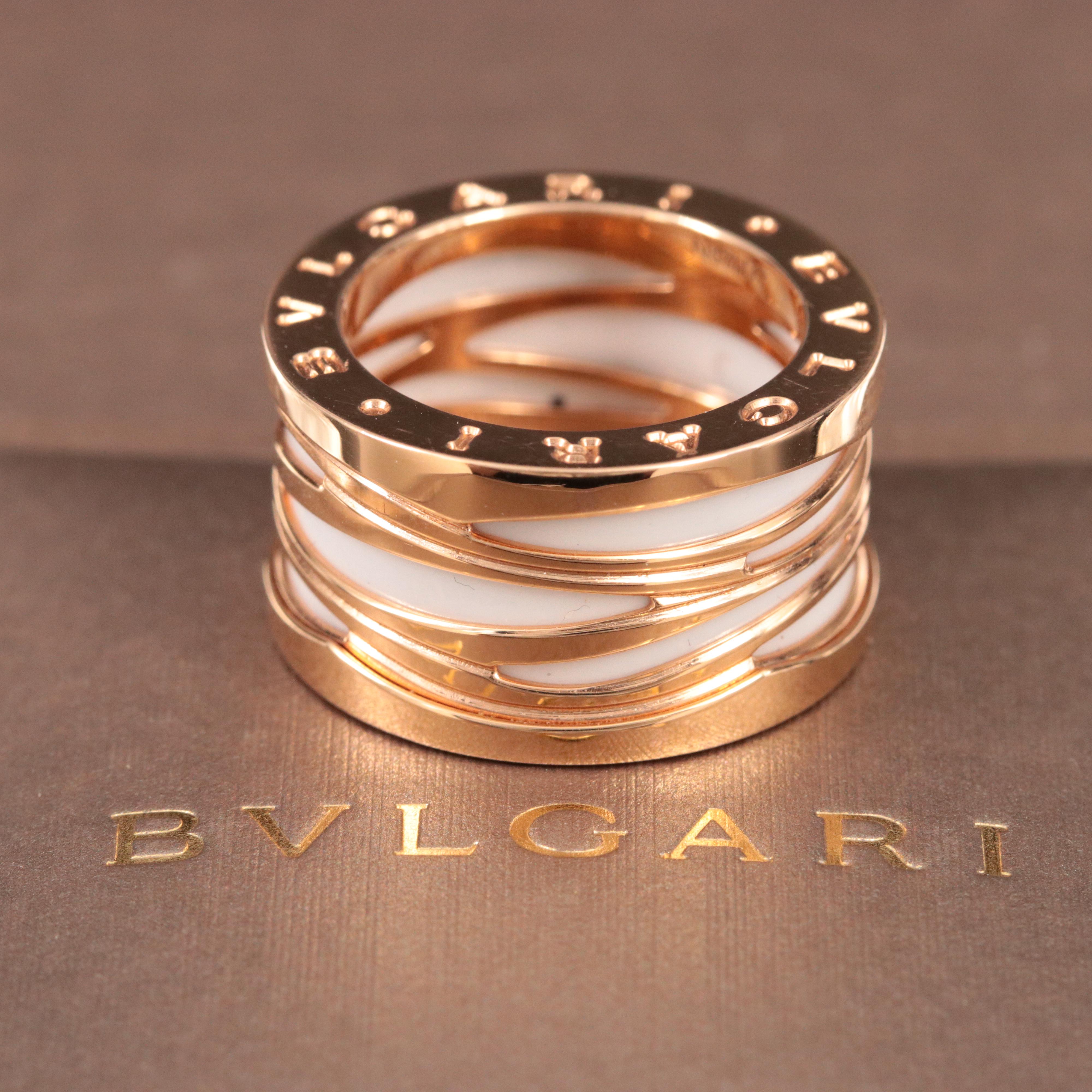 Bulgari BVLGARI B.zero1 18K Rose Gold and Ceramic Ring