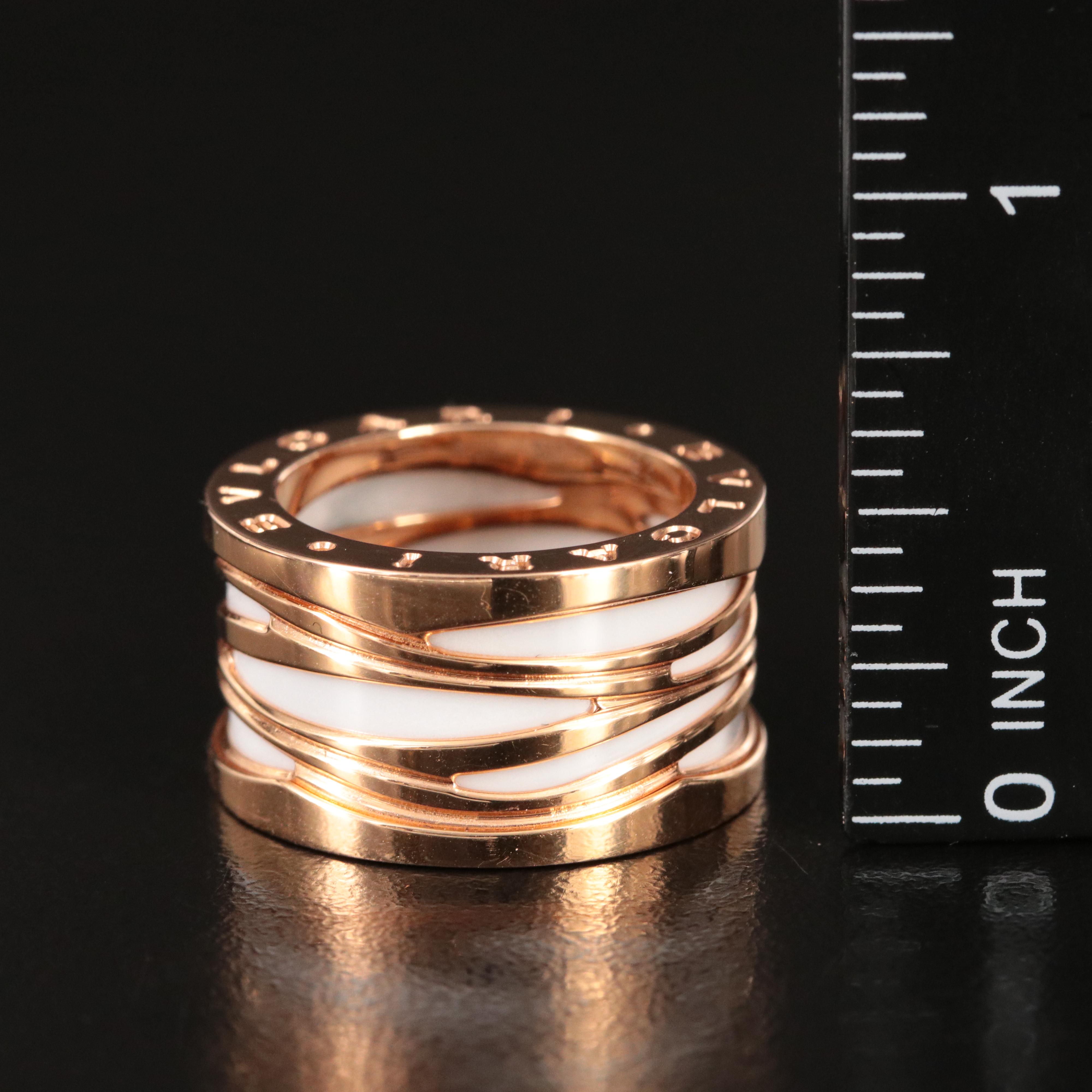 Bulgari BVLGARI B.zero1 18K Rose Gold and Ceramic Ring