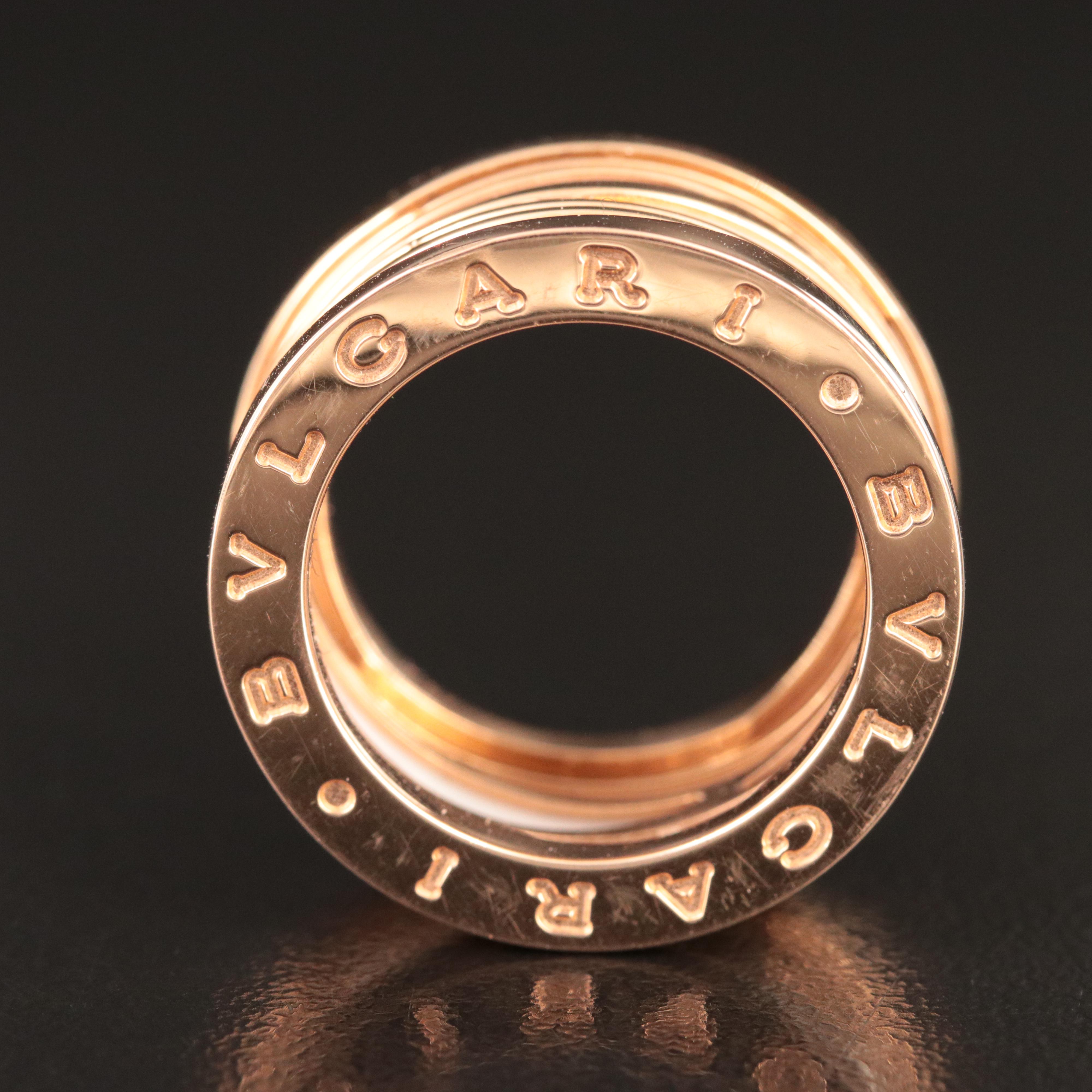 Bulgari BVLGARI B.zero1 18K Rose Gold and Ceramic Ring