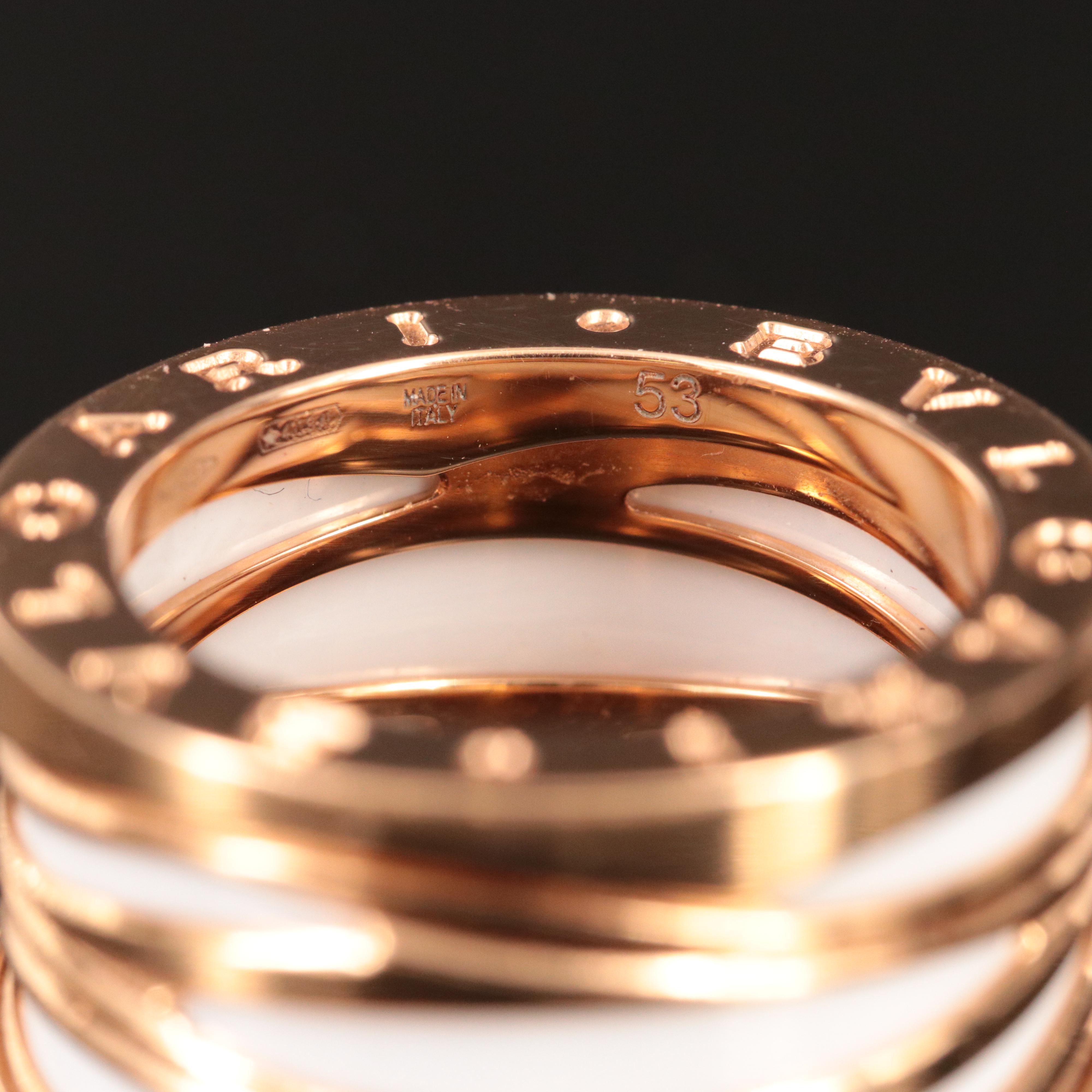 Bulgari BVLGARI B.zero1 18K Rose Gold and Ceramic Ring