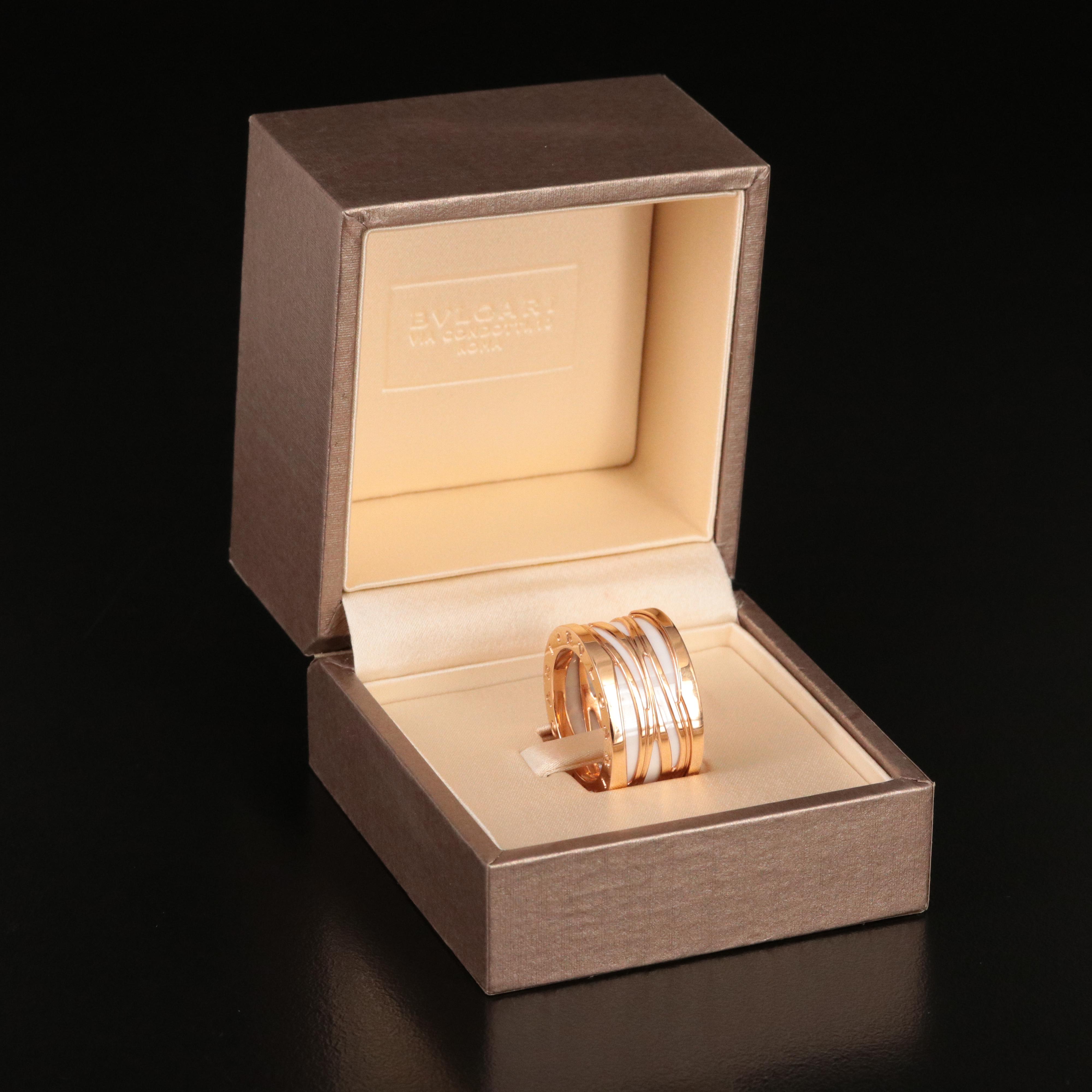 Bulgari BVLGARI B.zero1 18K Rose Gold and Ceramic Ring