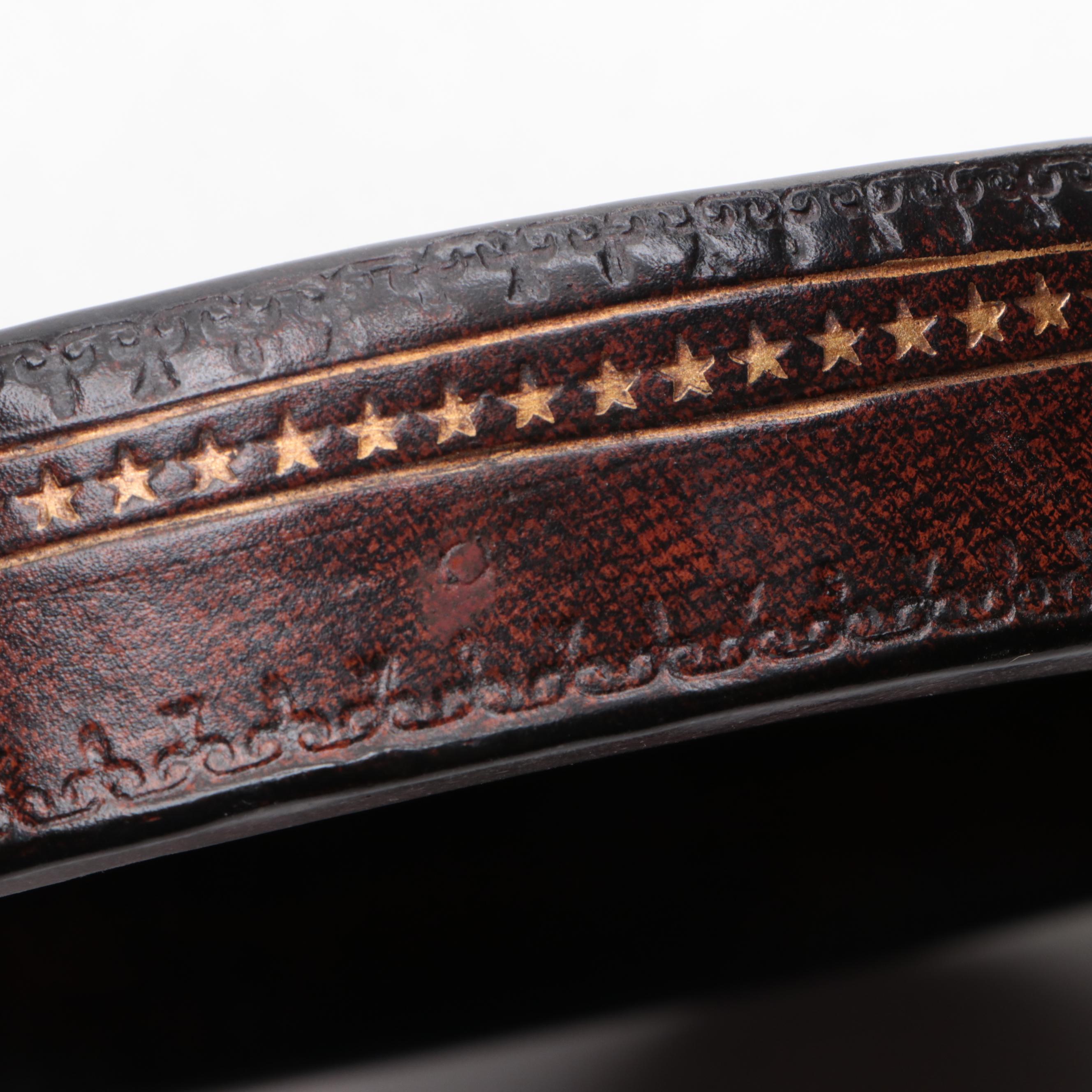 Maitland-Smith Tooled Leather-Covered Top-Hat-Shaped Box