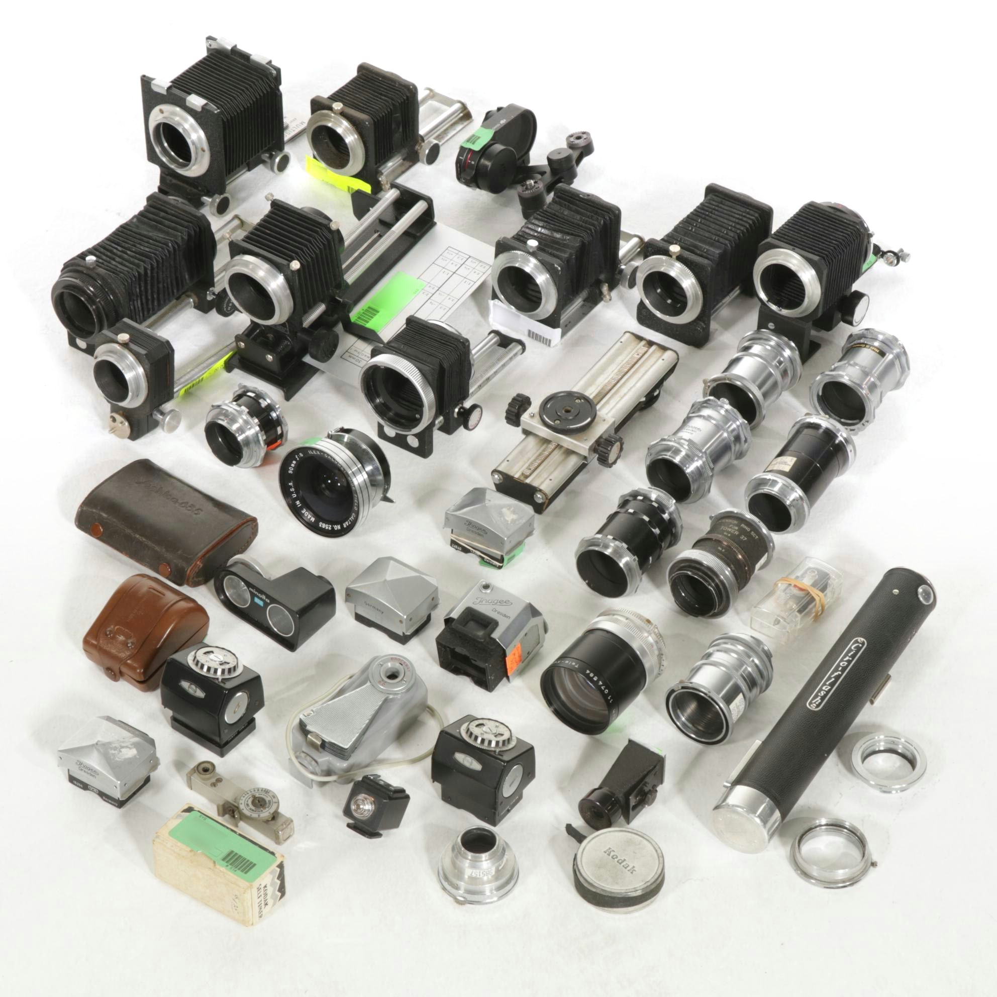 Vintage Photographic Slide Bellows with Other Lenses and Viewers