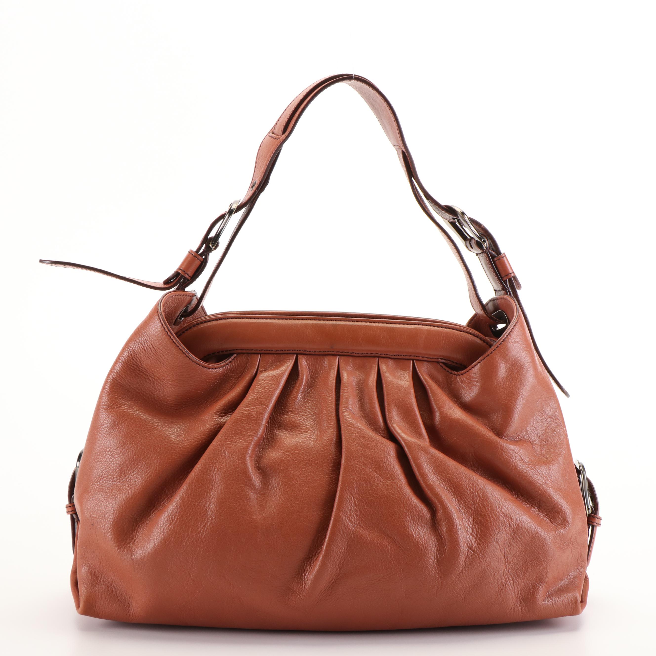 Fendi Borsa Doctor B Frame Shoulder Bag in Brown Leather
