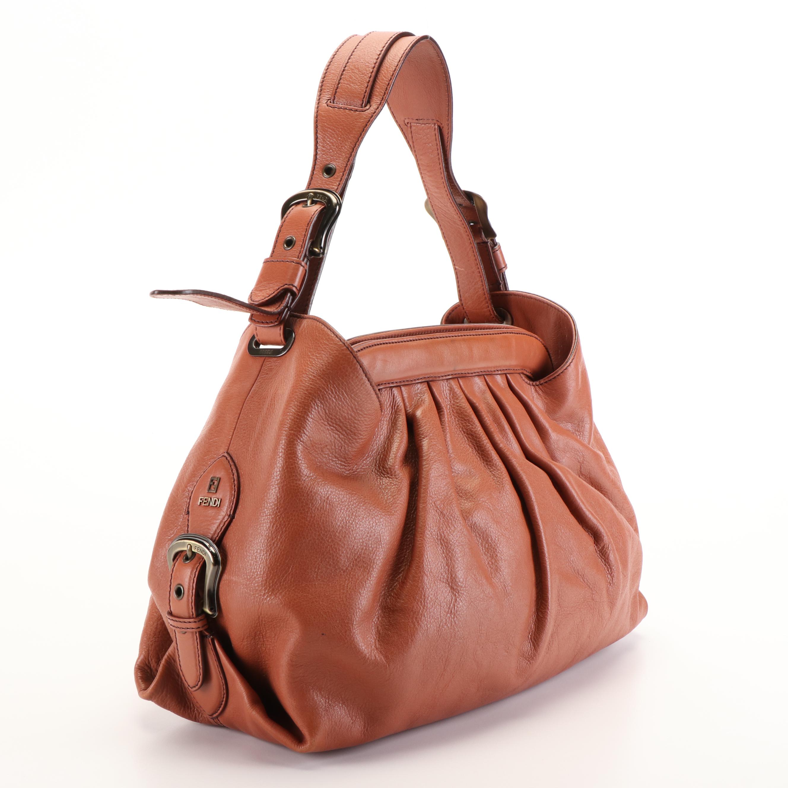 Fendi Borsa Doctor B Frame Shoulder Bag in Brown Leather
