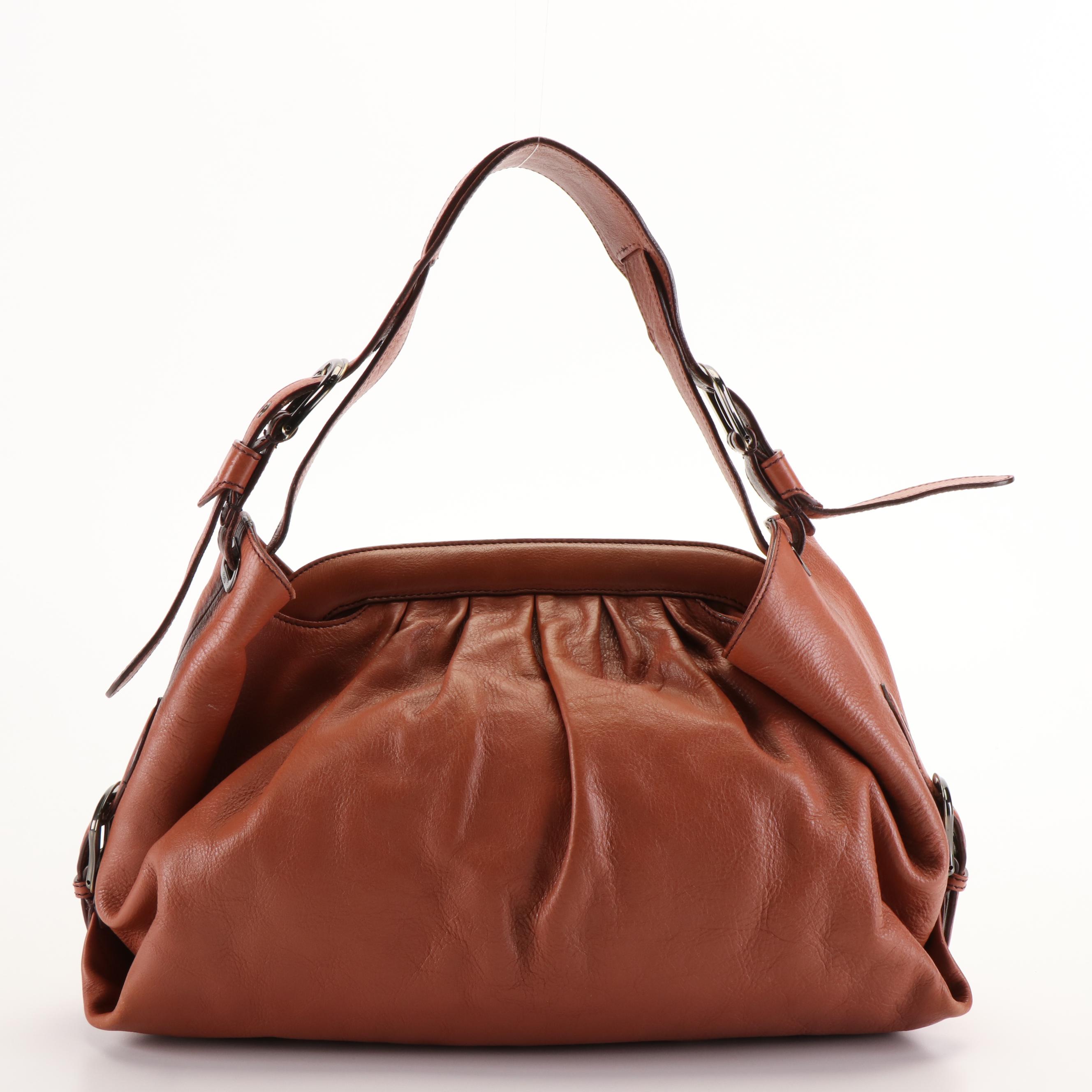 Fendi Borsa Doctor B Frame Shoulder Bag in Brown Leather