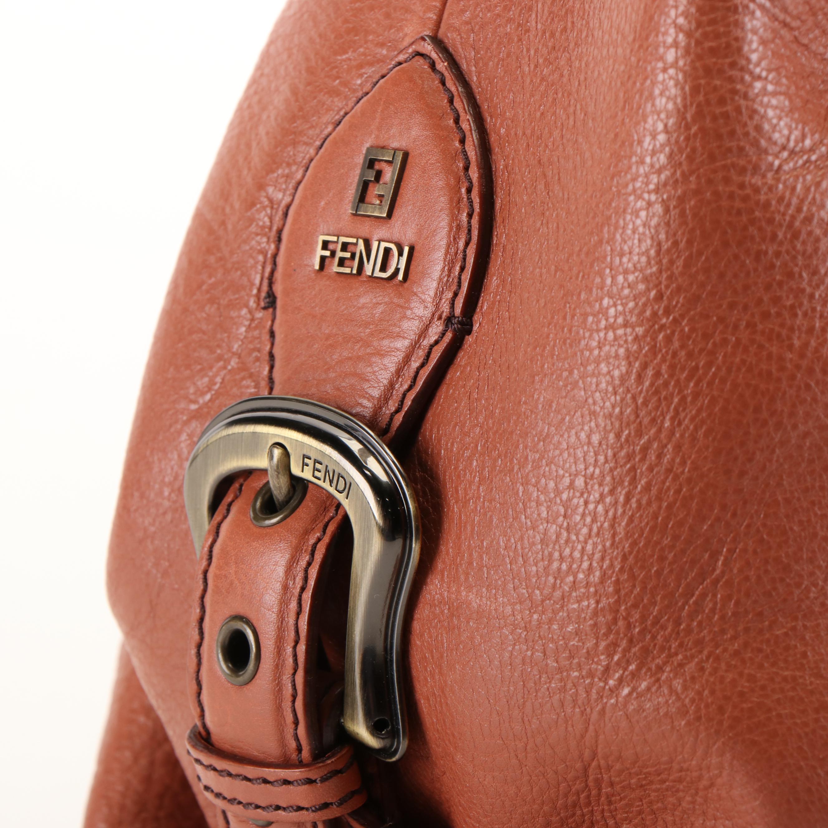 Fendi Borsa Doctor B Frame Shoulder Bag in Brown Leather