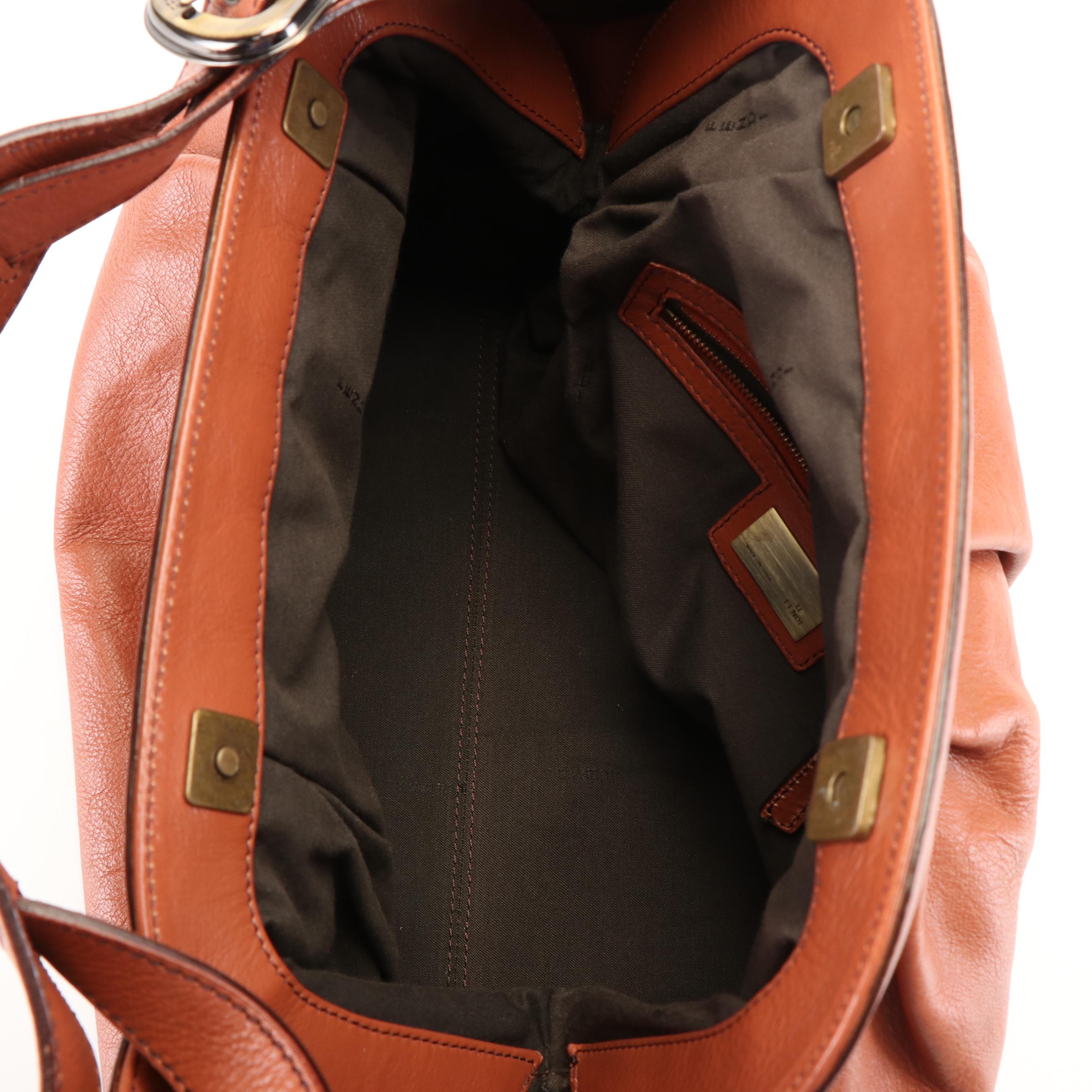 Fendi Borsa Doctor B Frame Shoulder Bag in Brown Leather