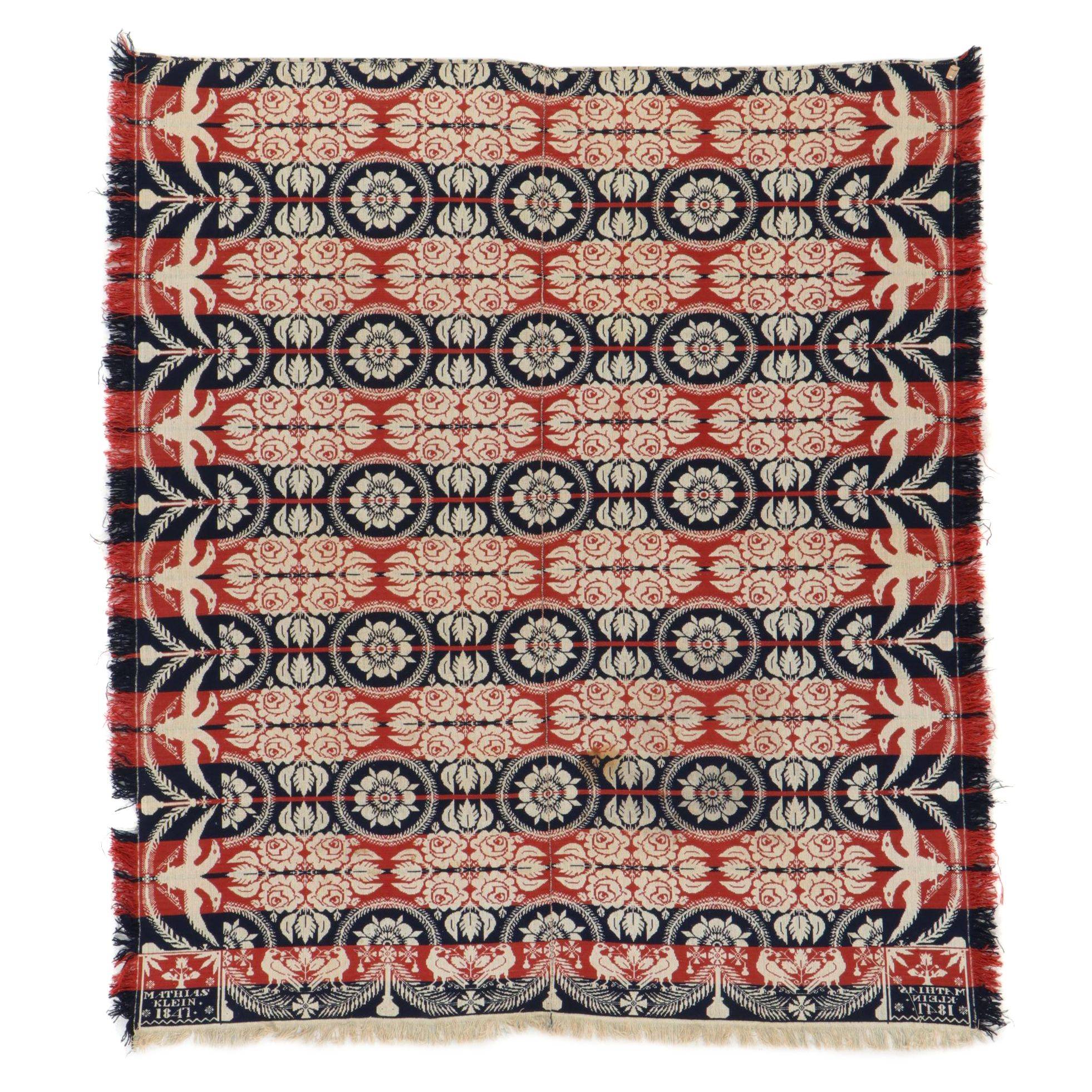 Figured & Fancy Jacquard Loom Blanket, Mathias Klein 1847 Reproduction