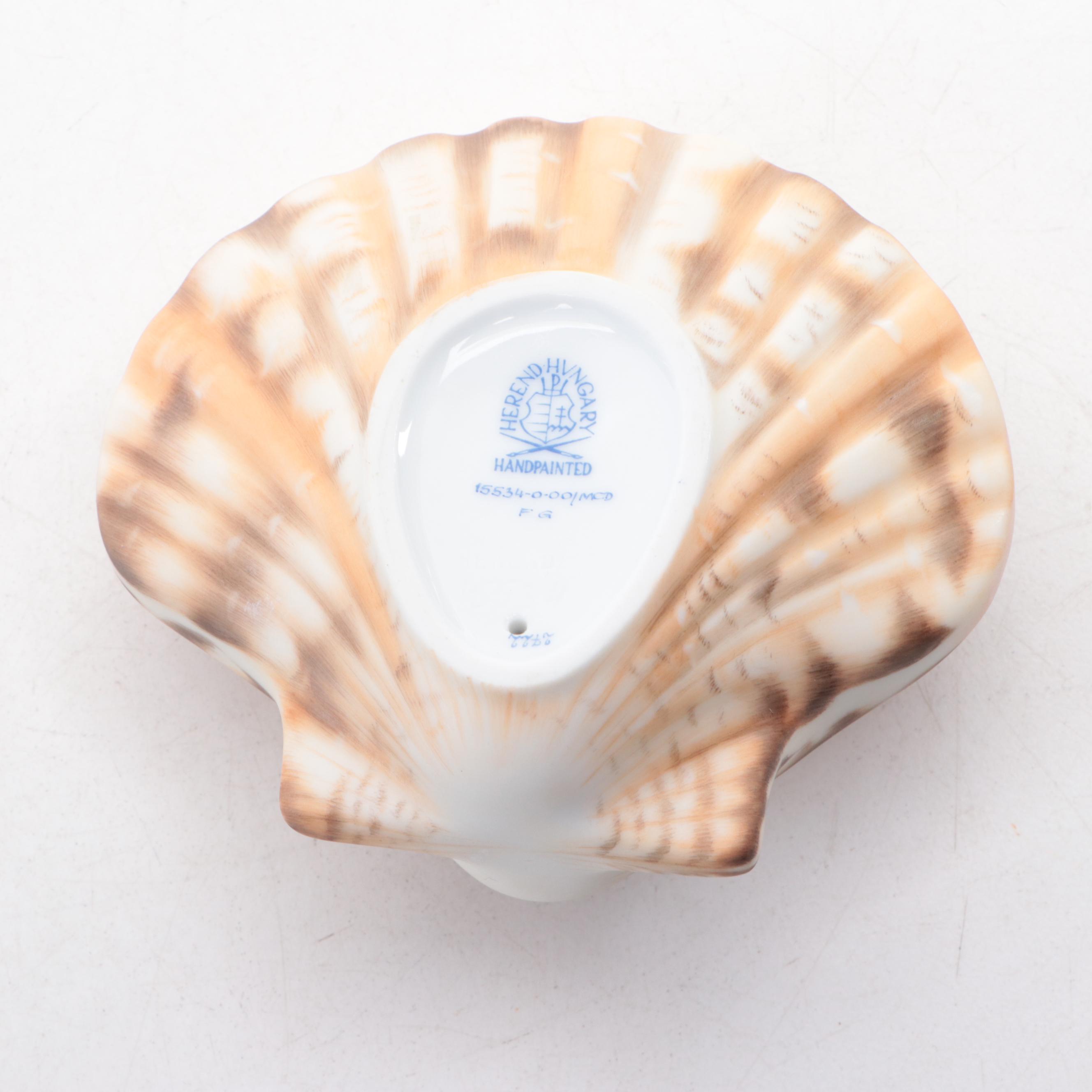 Herend Natural "Scallop Shell" Porcelain Figurine